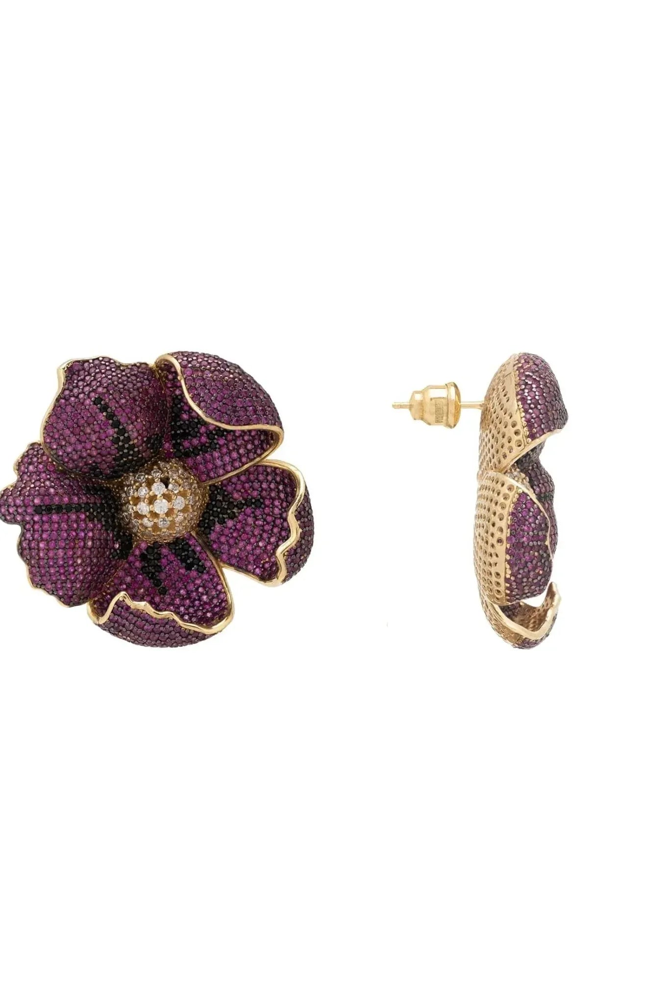 Poppy Flower Red Earrings Gold - LATELITA Earrings
