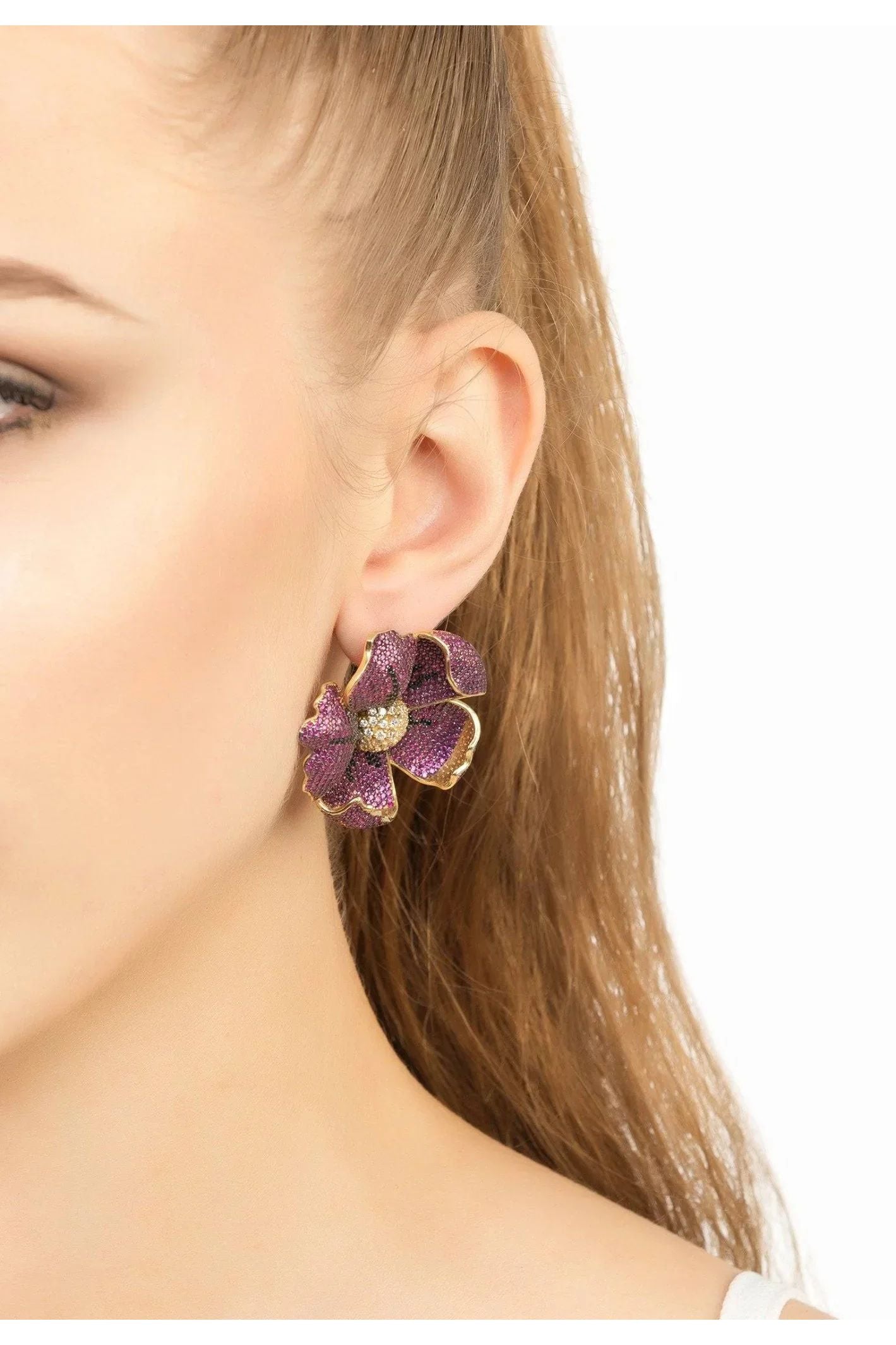 Poppy Flower Red Earrings Gold - LATELITA Earrings