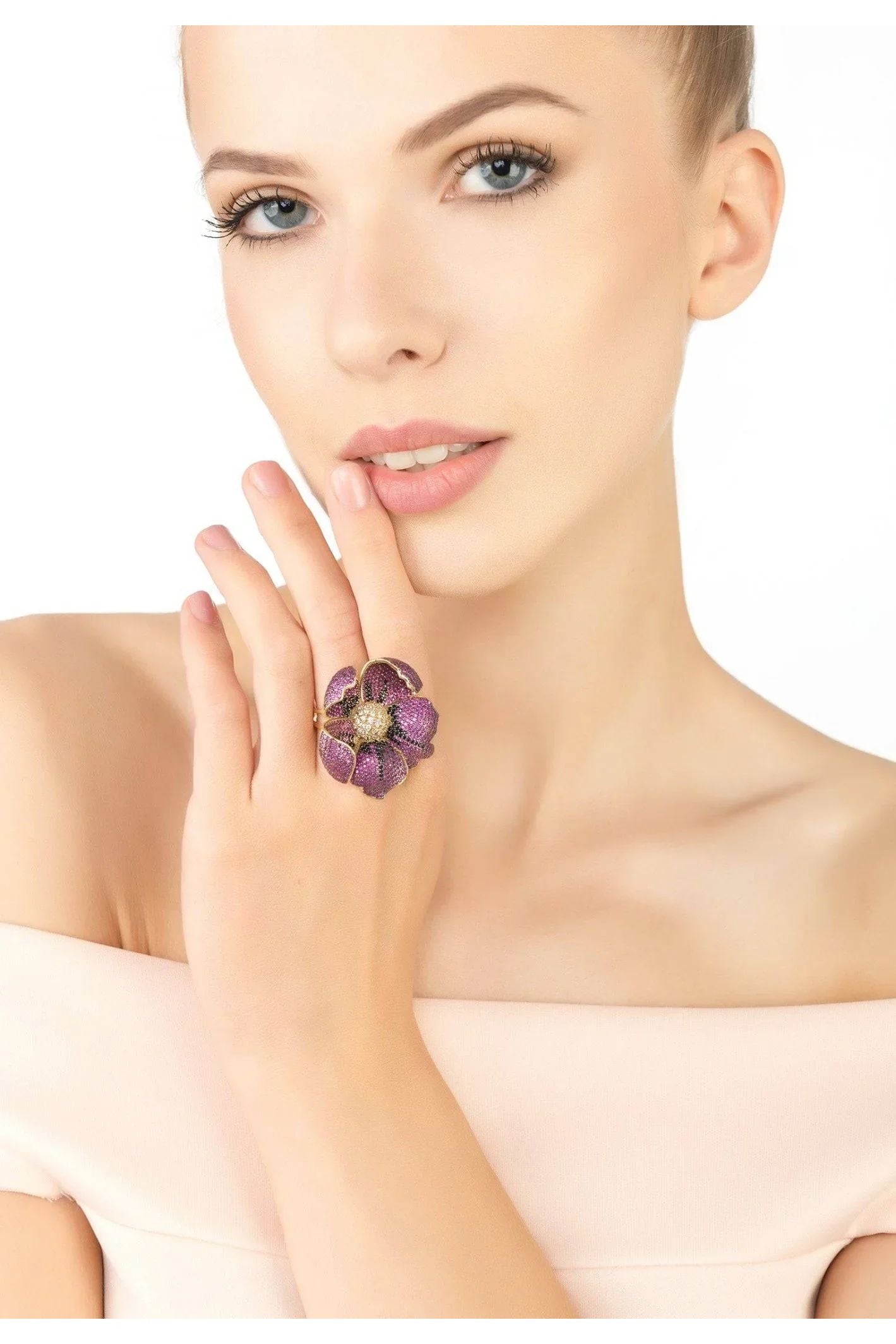 Poppy Flower Red Ring Gold - LATELITA Rings