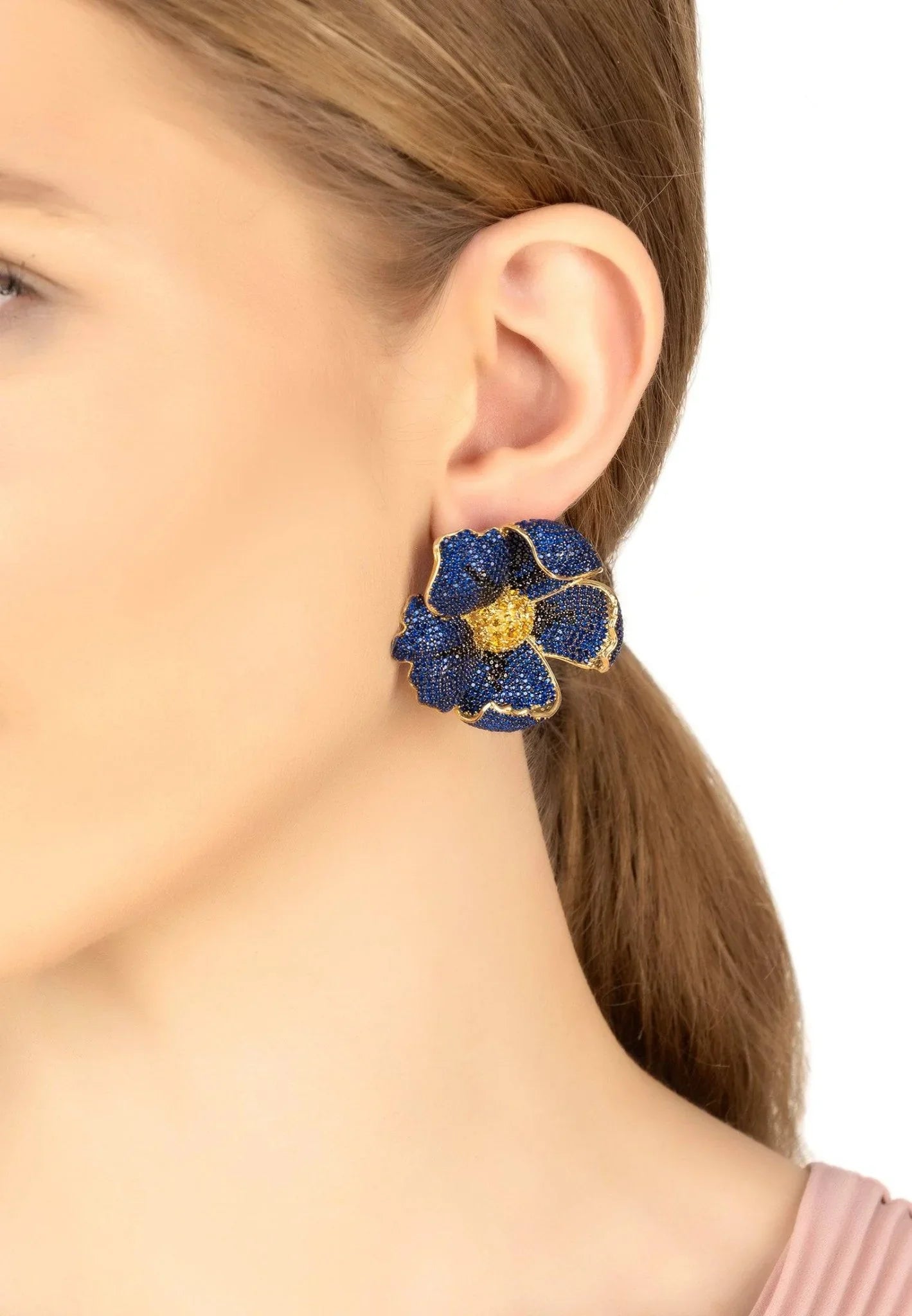 Poppy Sapphire Blue Earrings Gold - LATELITA Earrings
