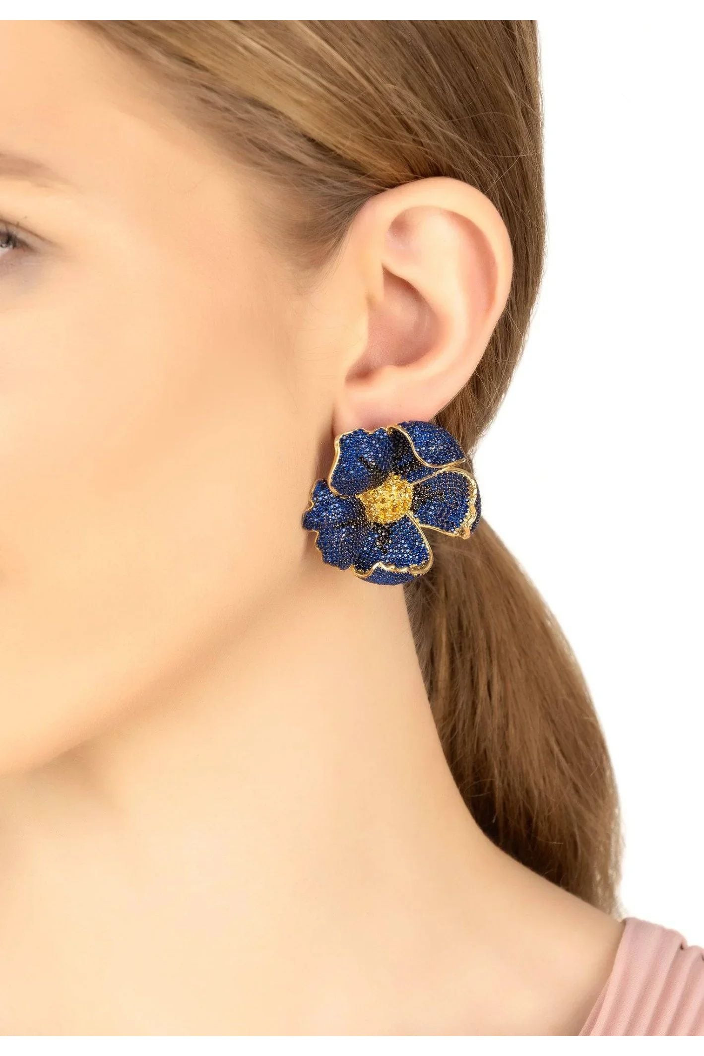 Poppy Sapphire Blue Earrings Gold - LATELITA Earrings