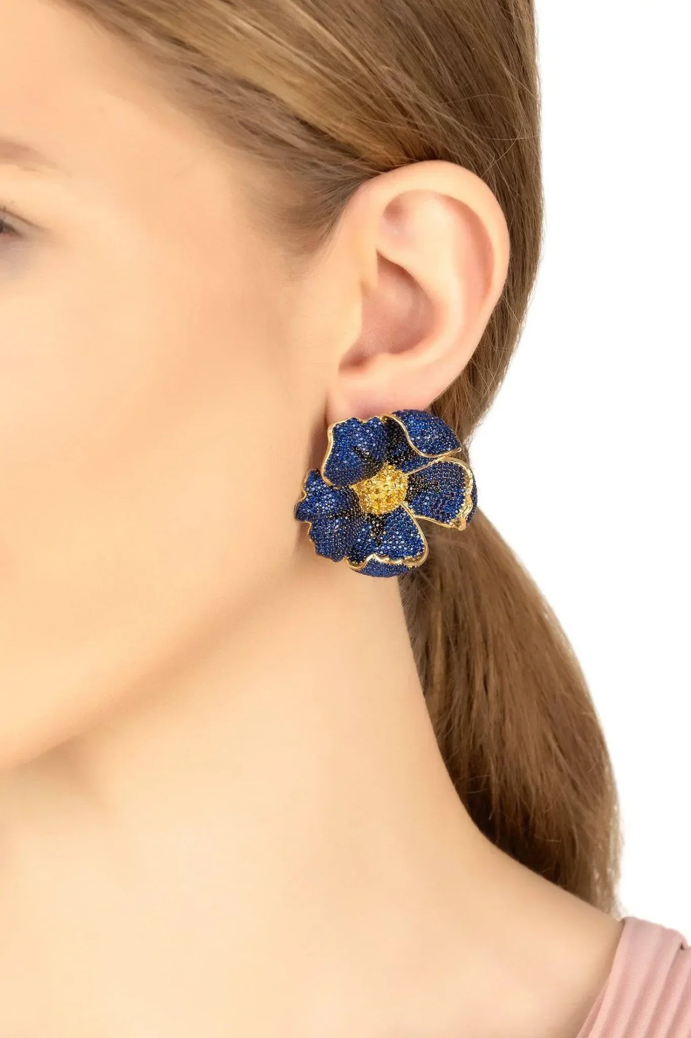 Poppy Sapphire Blue Earrings Gold - LATELITA Earrings
