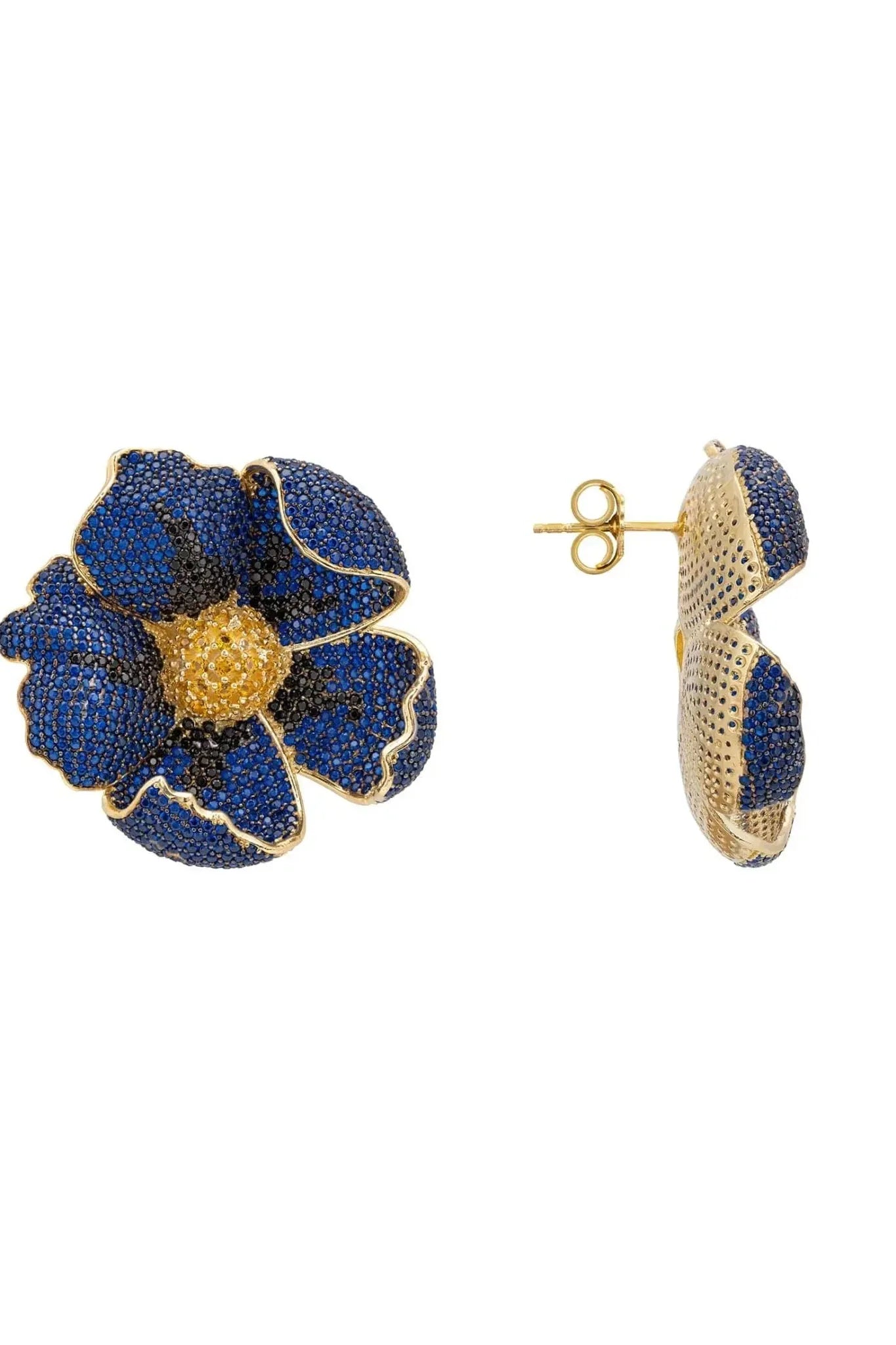 Poppy Sapphire Blue Earrings Gold - LATELITA Earrings