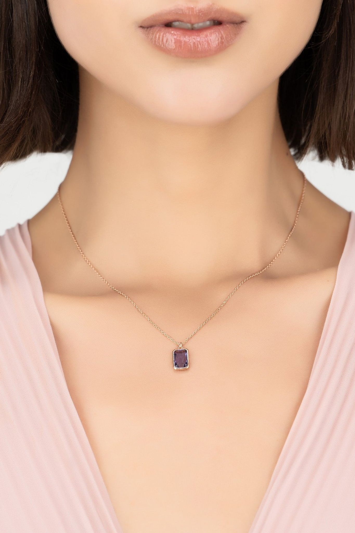 Portofino Necklace Rosegold Amethyst - LATELITA Necklaces