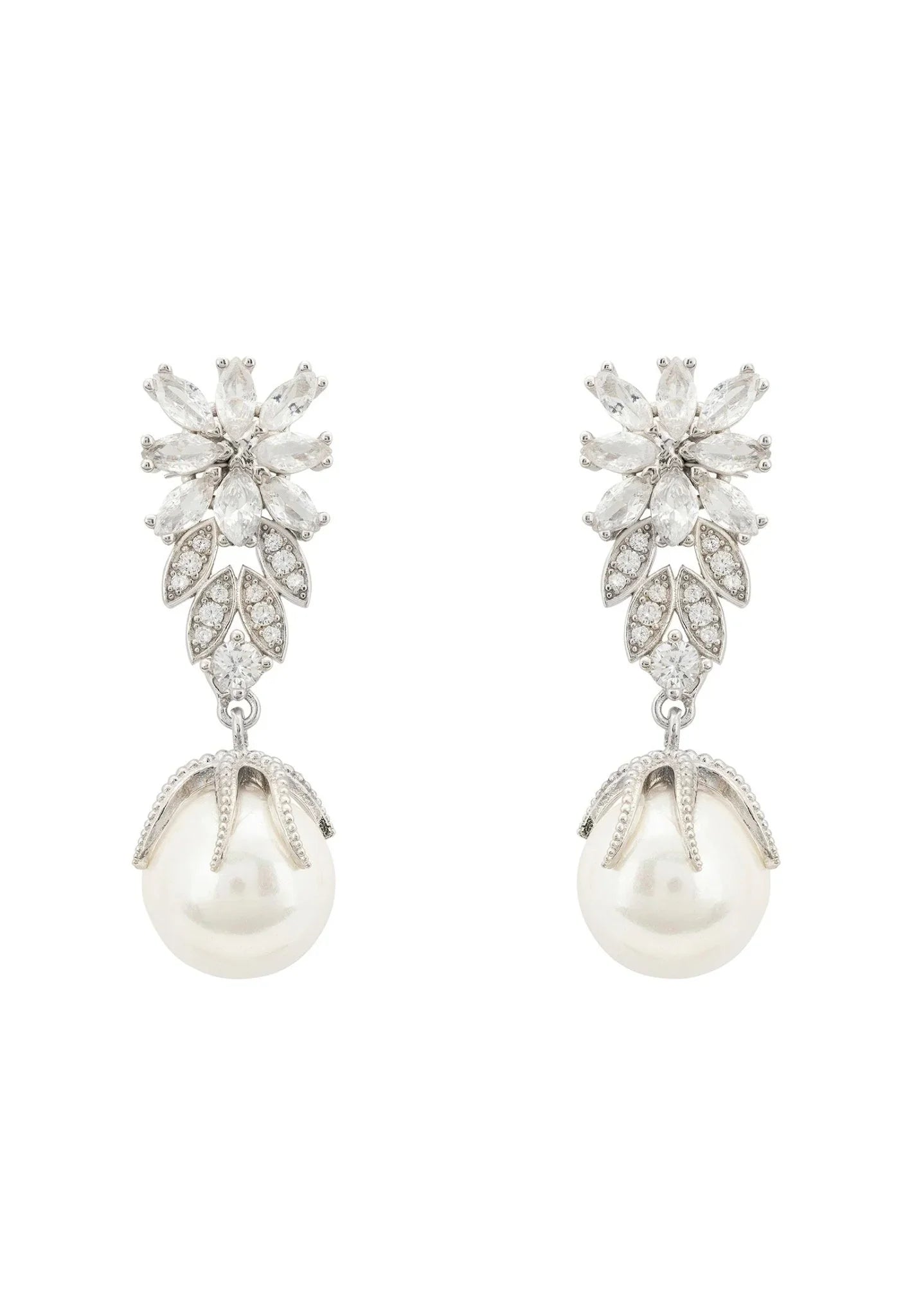 Primrose Baroque Pearl Earrings Silver White - LATELITA Earrings
