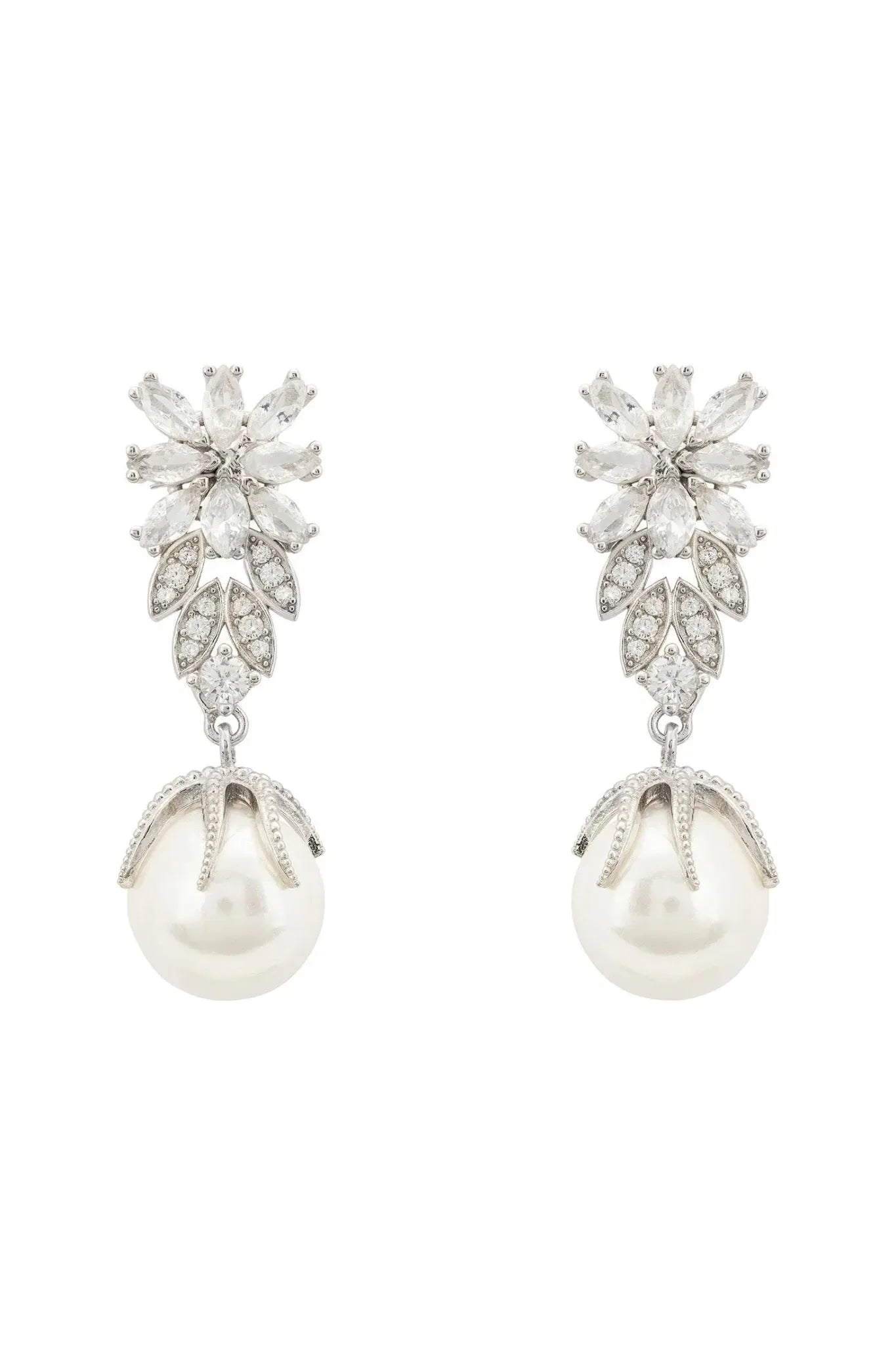Primrose Baroque Pearl Earrings Silver White - LATELITA Earrings
