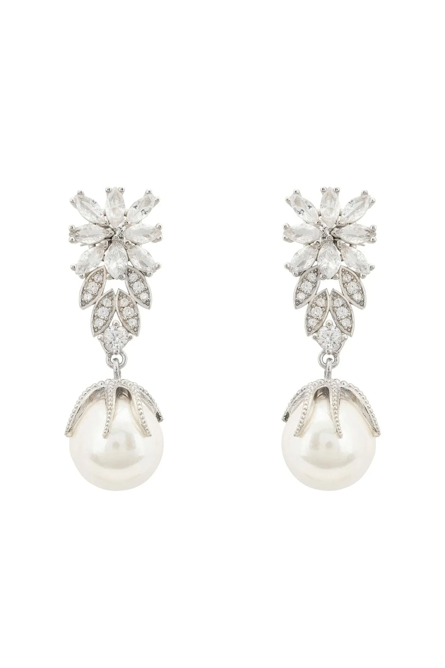 Primrose Baroque Pearl Earrings Silver White - LATELITA Earrings
