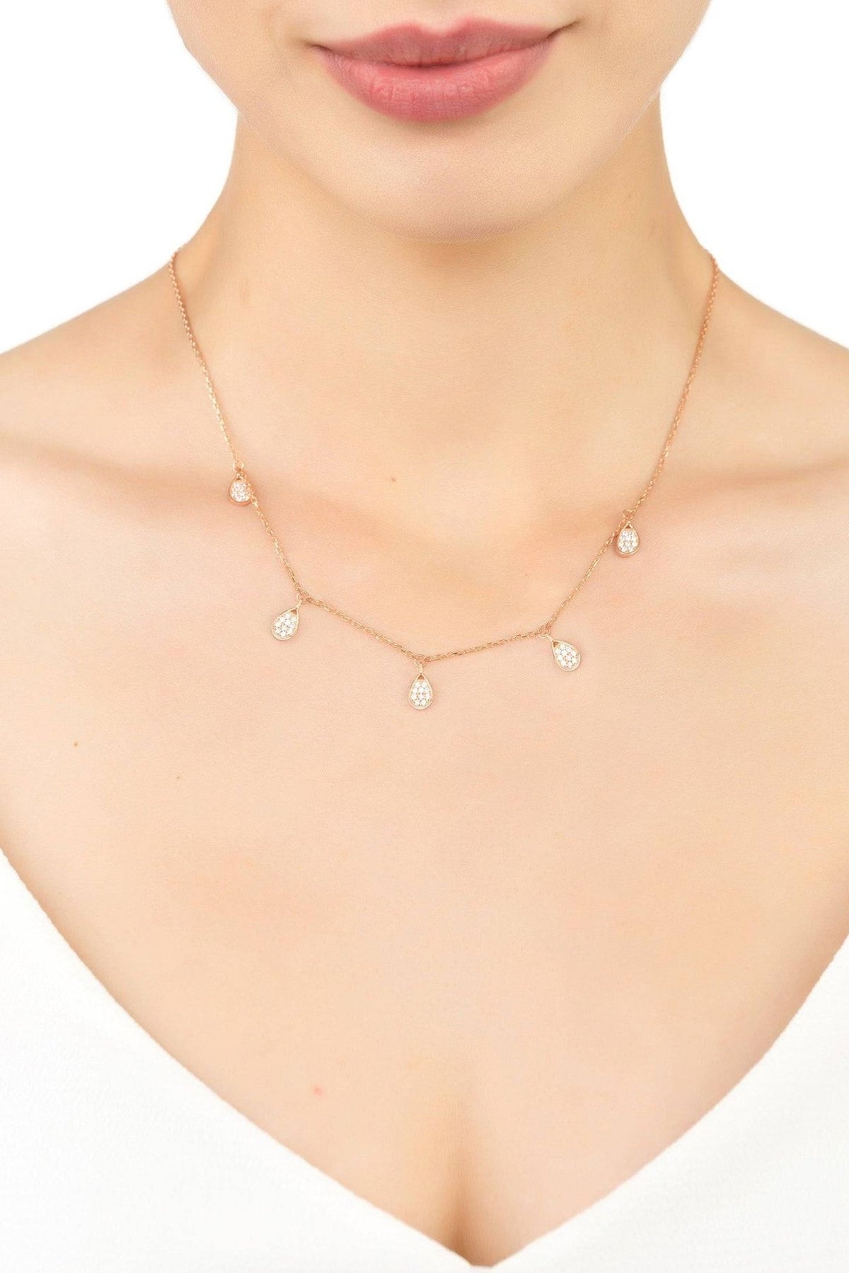 Rain Teardrops Choker Necklace Rosegold - LATELITA Necklaces