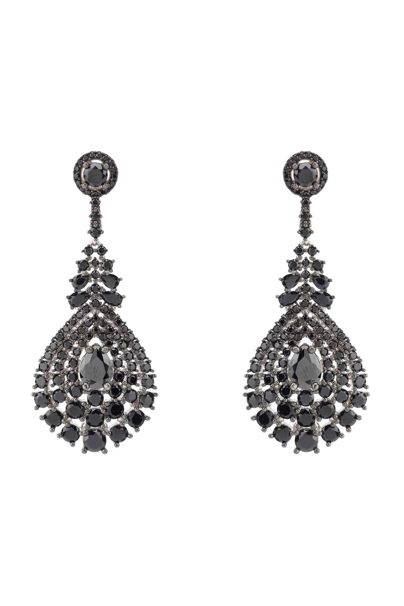 Regency Drop Earrings Black Cz - LATELITA Earrings