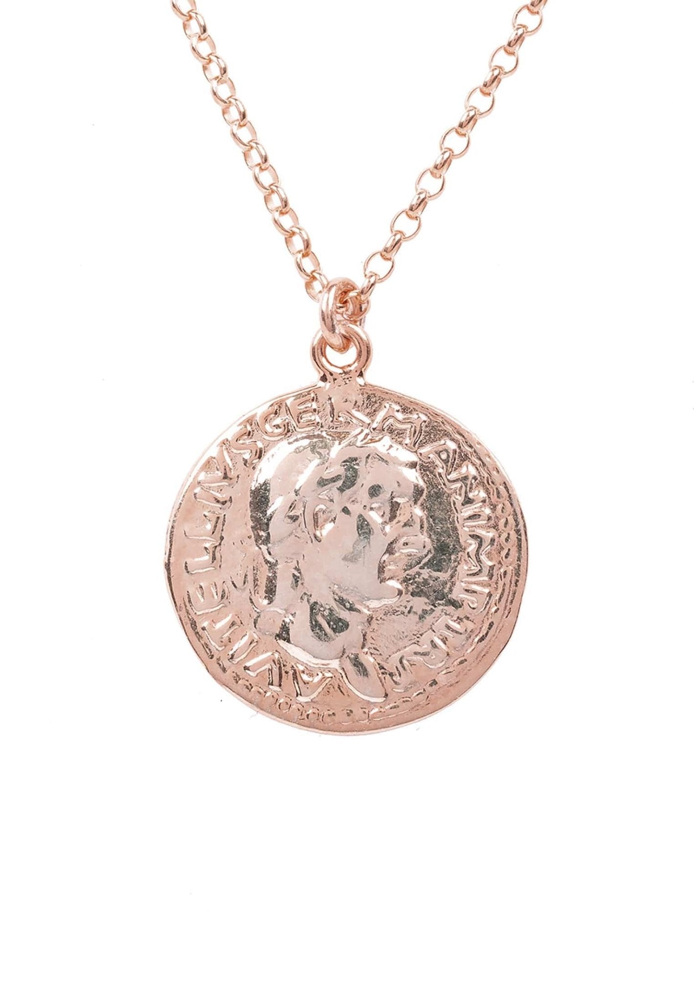 Roman Coin Pendant Necklace Rosegold - LATELITA Necklaces