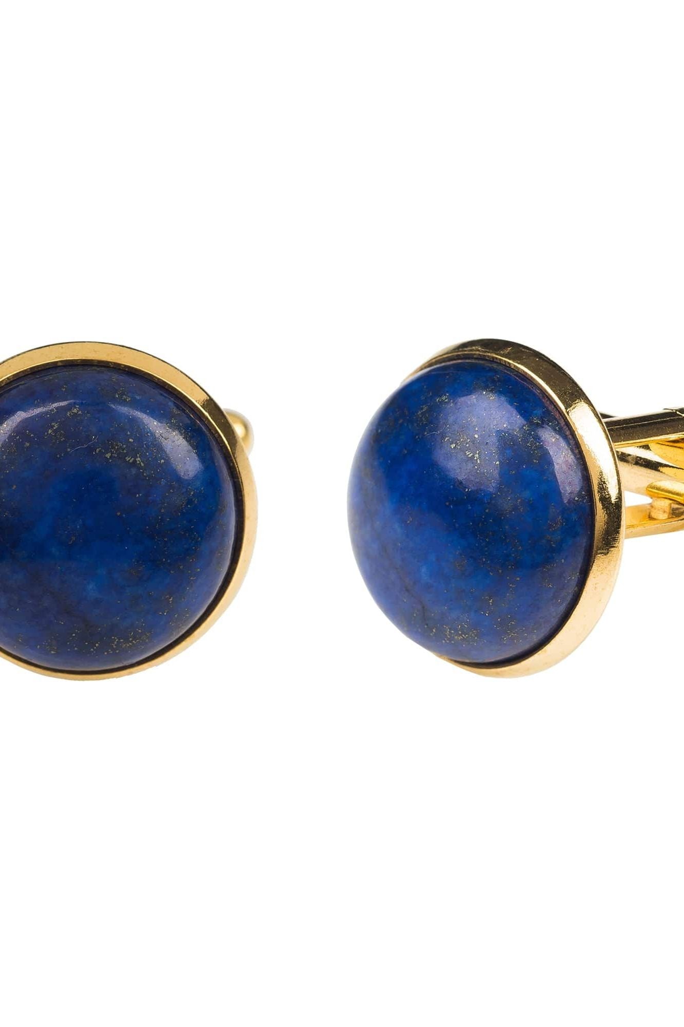 Round Cabochon Cufflink Gold Lapis Lazuli - LATELITA Cufflinks