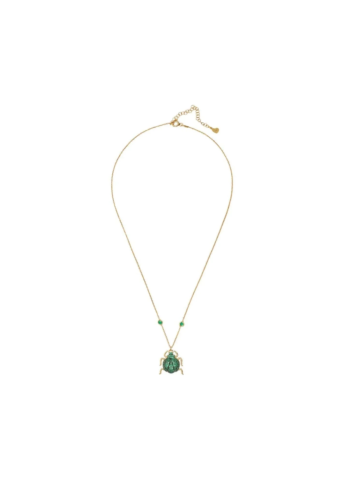Scarab Beetle Egyptian Green Pendant Necklace Gold - LATELITA Necklaces