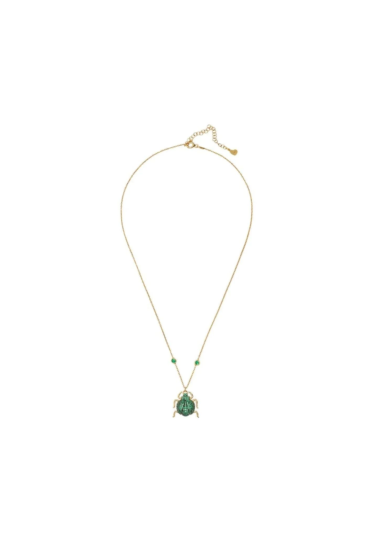 Scarab Beetle Egyptian Green Pendant Necklace Gold - LATELITA Necklaces