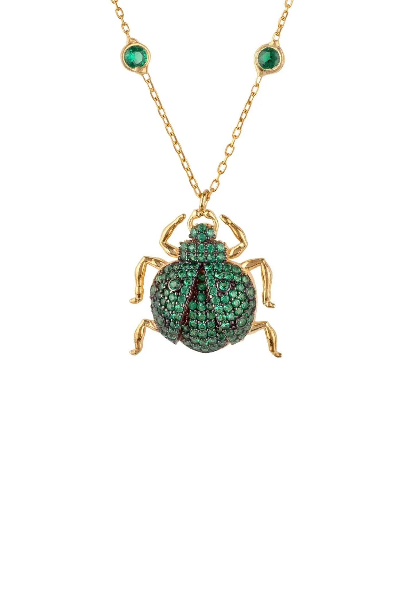 Scarab Beetle Egyptian Green Pendant Necklace Gold - LATELITA Necklaces