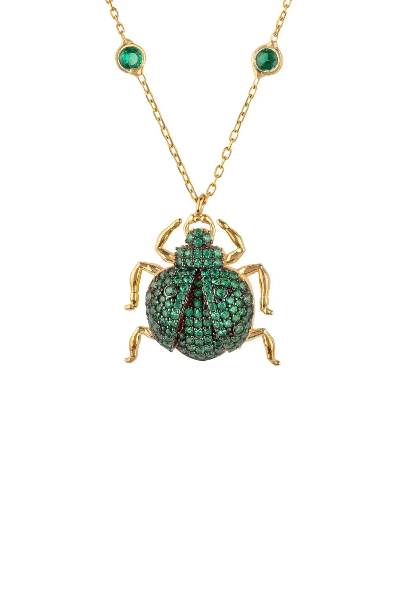 Scarab Beetle Egyptian Green Pendant Necklace Gold - LATELITA Necklaces