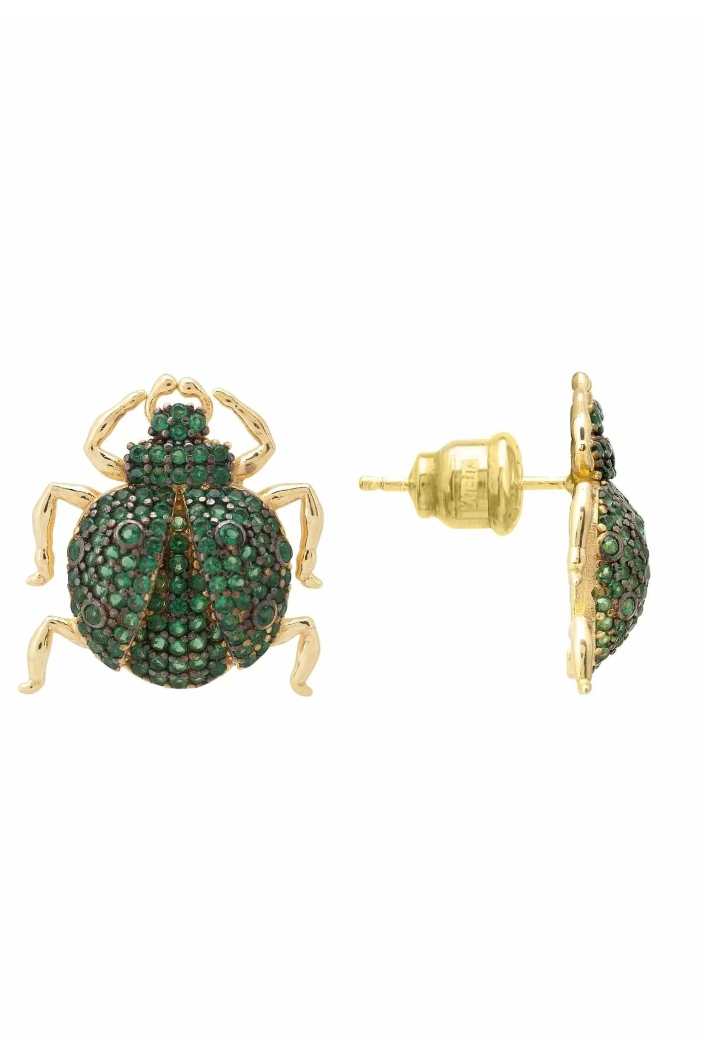 Scarab Large Bug Stud Earrings Gold - LATELITA Earrings
