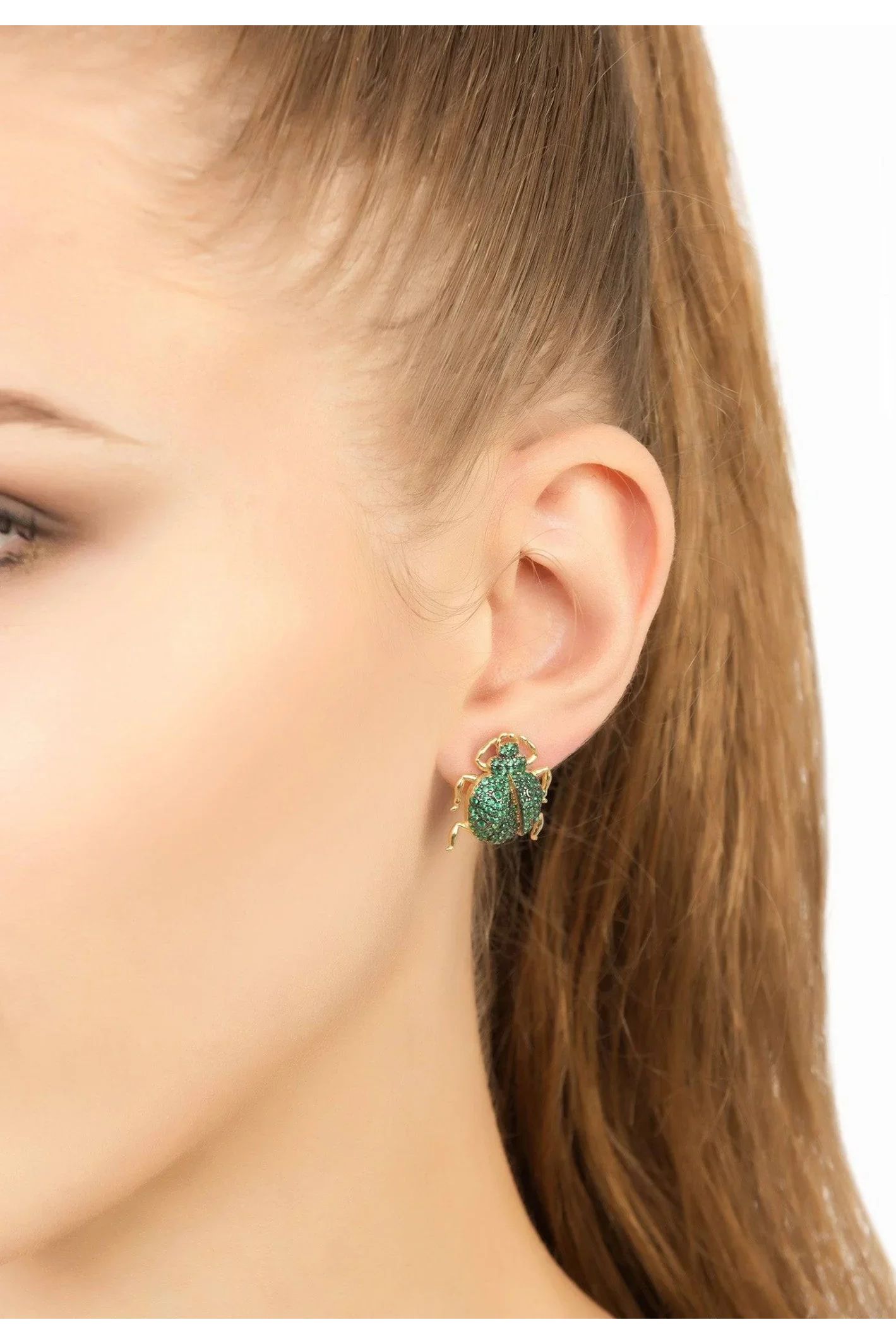 Scarab Large Bug Stud Earrings Gold - LATELITA Earrings