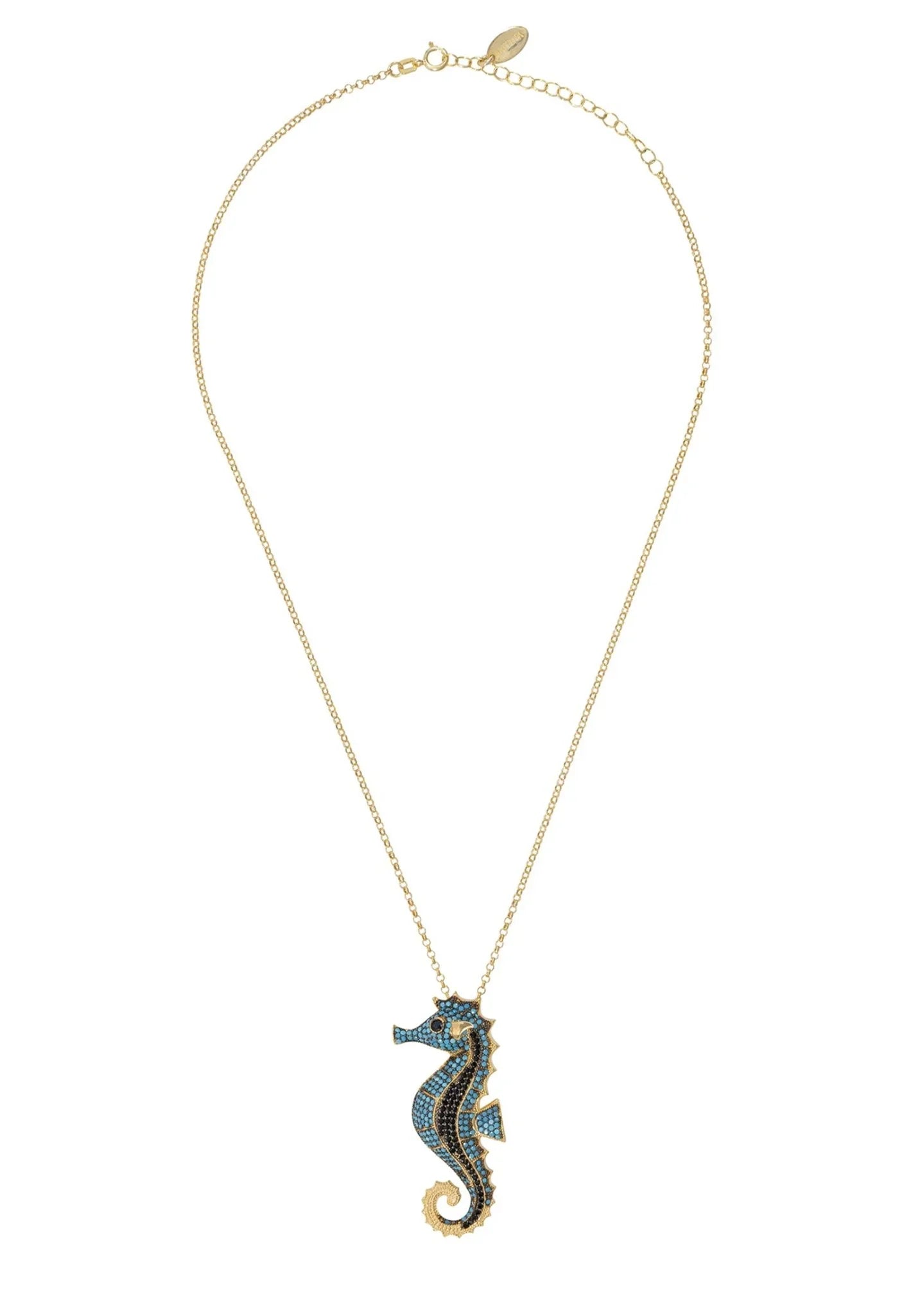Seahorse Pendant Necklace Gold Turquoise - LATELITA Necklaces