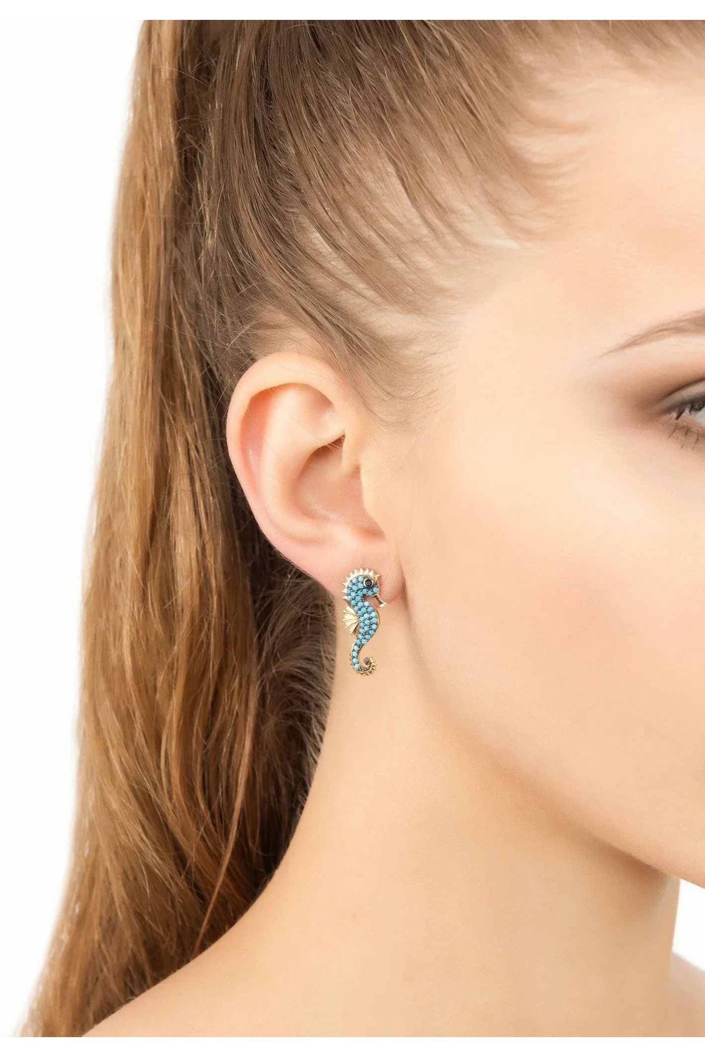 Seahorse Turquoise Earrings Gold - LATELITA Earrings