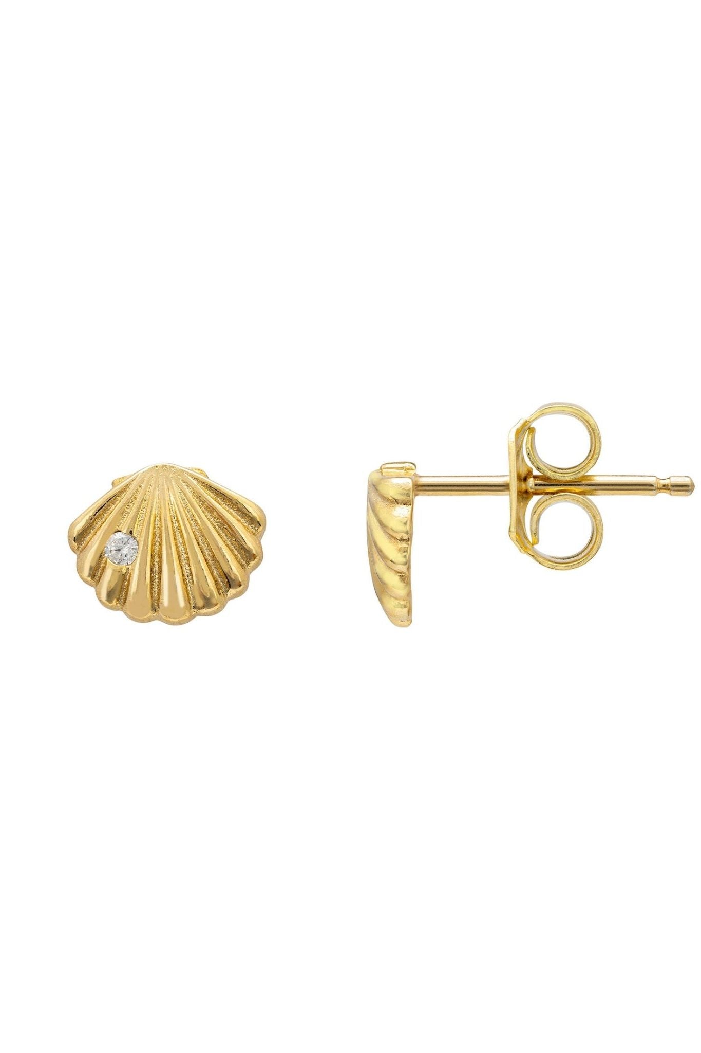 Shell Metallic Stud Earrings Gold - LATELITA Earrings