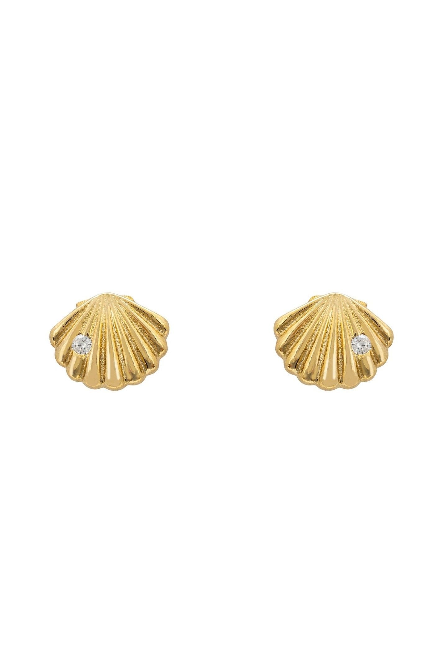 Shell Metallic Stud Earrings Gold - LATELITA Earrings