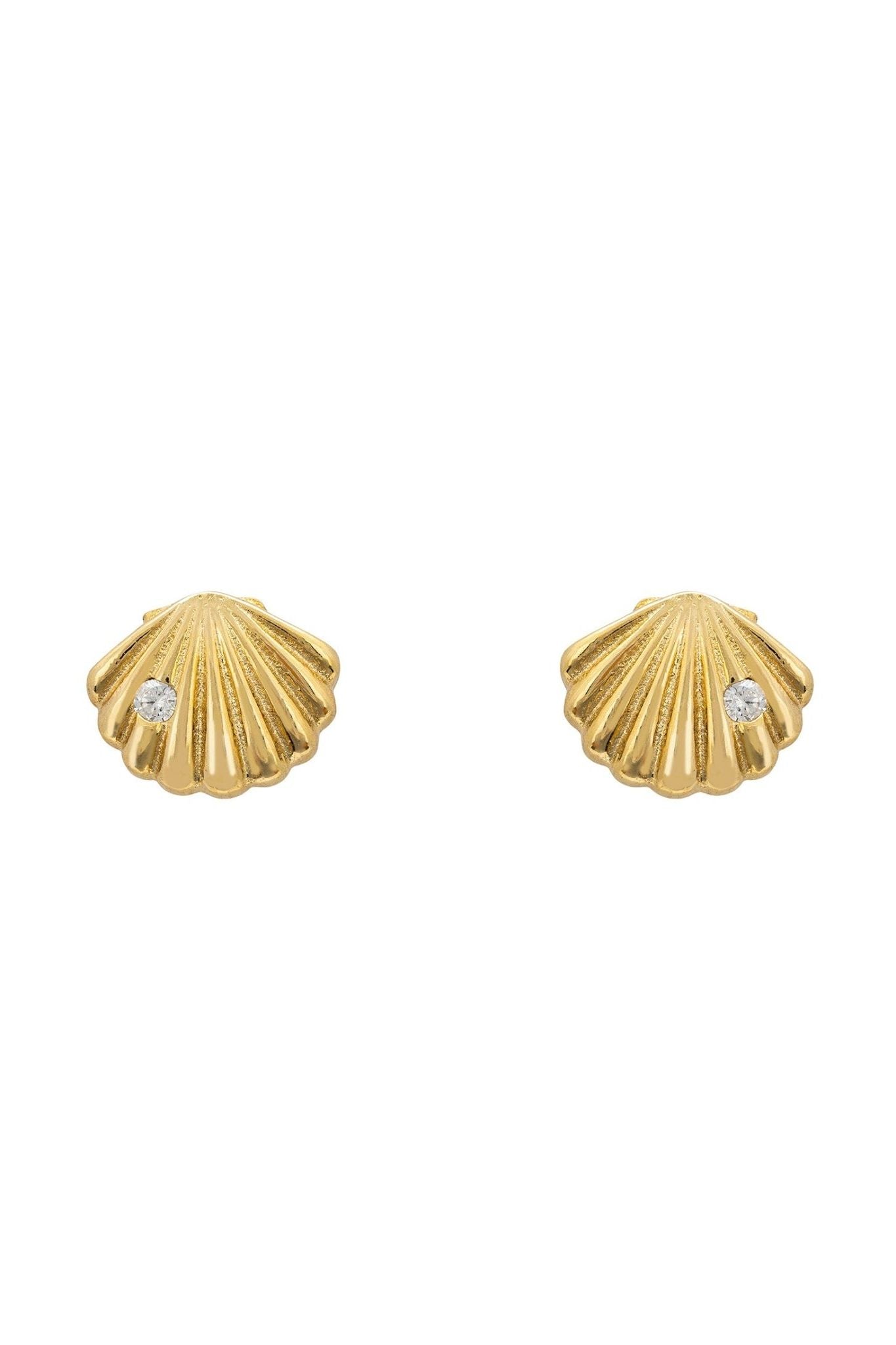 Shell Metallic Stud Earrings Gold - LATELITA Earrings