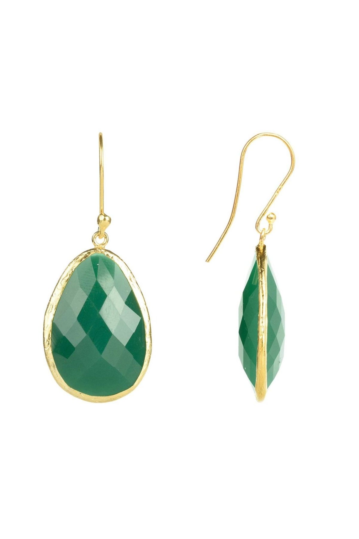 Single Drop Earrings Green Onyx Gold - LATELITA Earrings