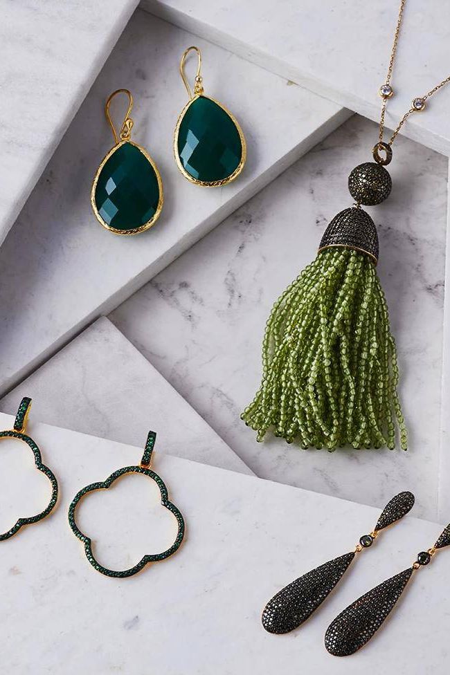 Single Drop Earrings Green Onyx Gold - LATELITA Earrings