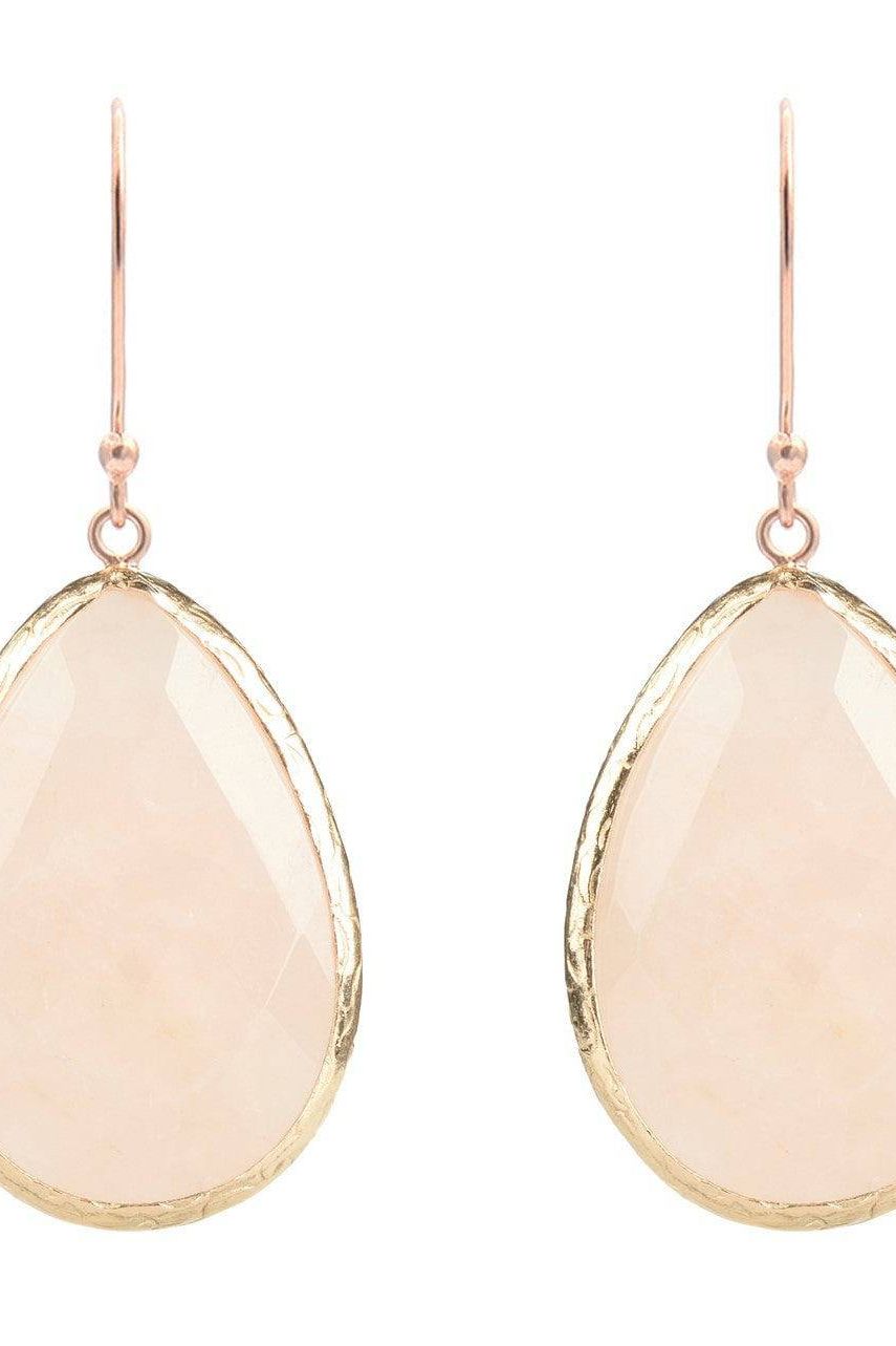 Single Drop Earrings Rose Quartz Rosegold - LATELITA Earrings