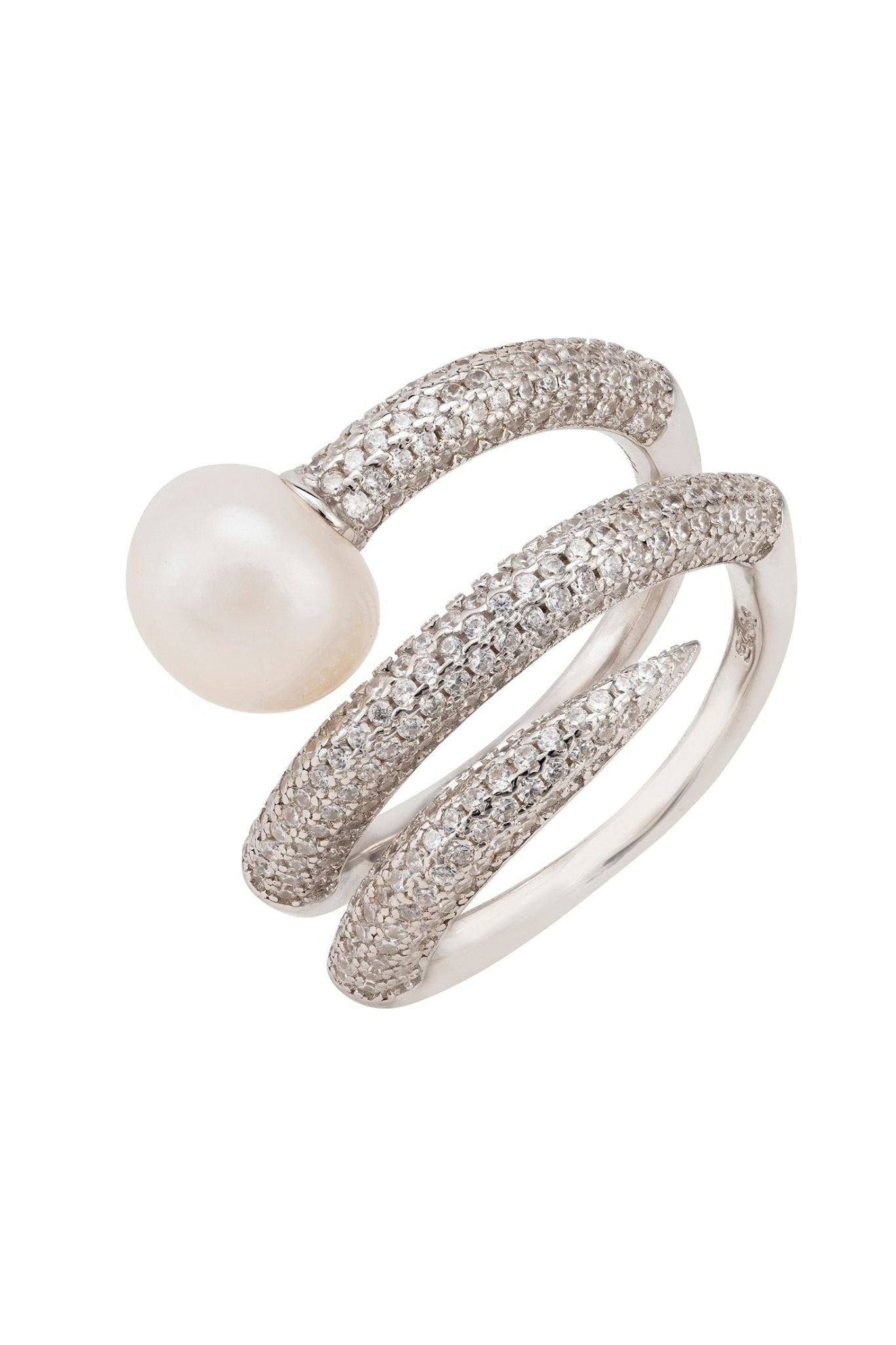 Slinky Pearl Cocktail Ring Silver - LATELITA Rings