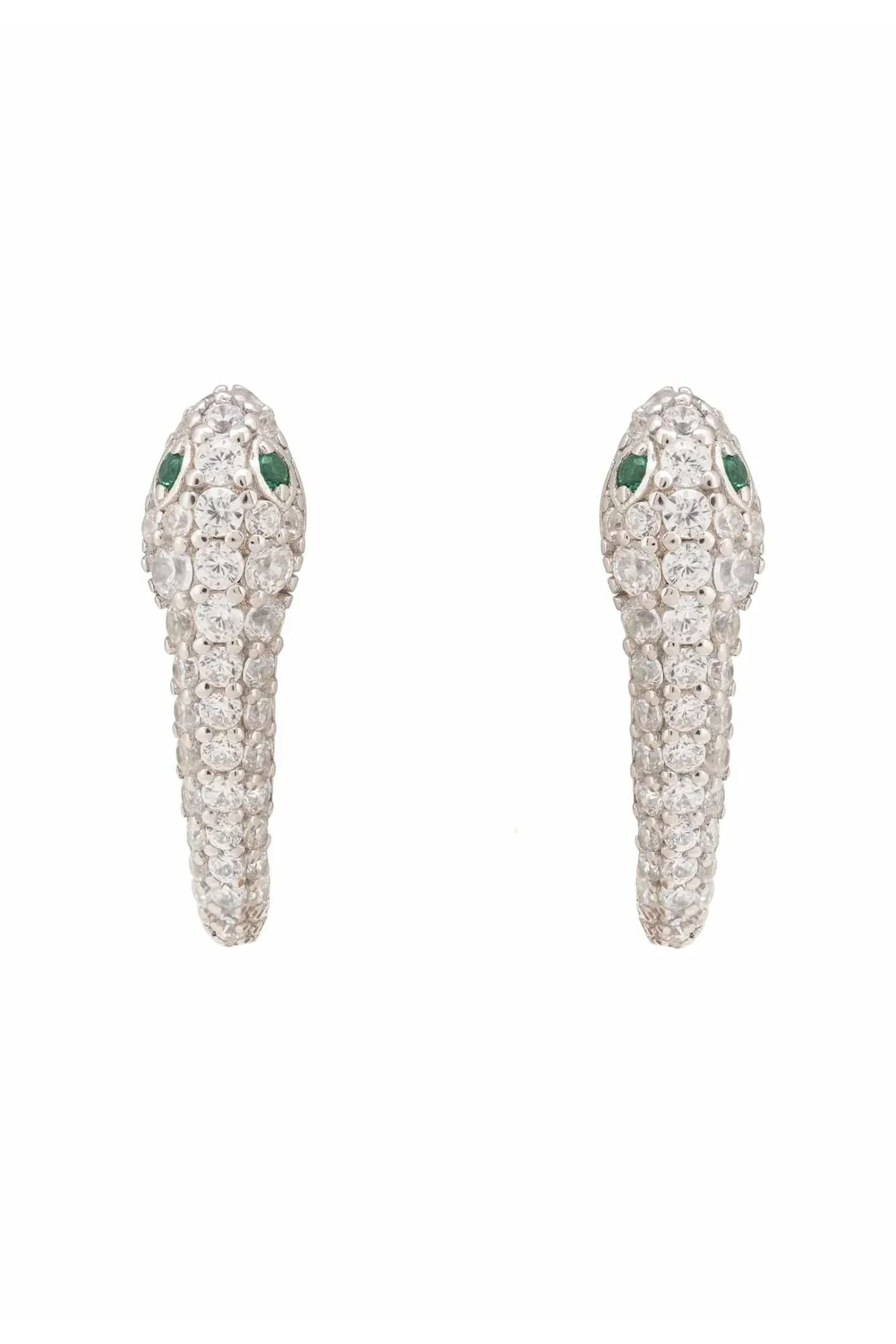 Snake Huggie Hoops Silver - LATELITA Earrings