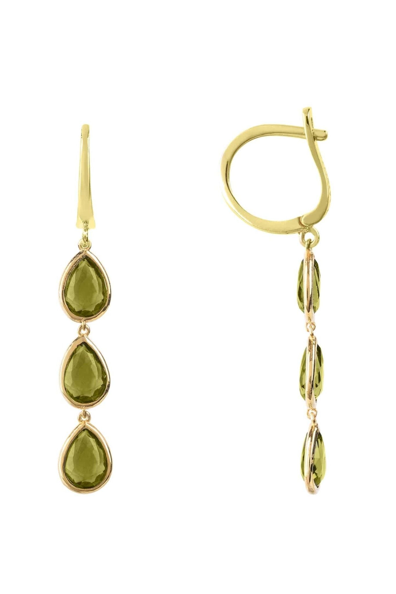 Sorrento Triple Drop Earrings Gold Peridot - LATELITA Earrings