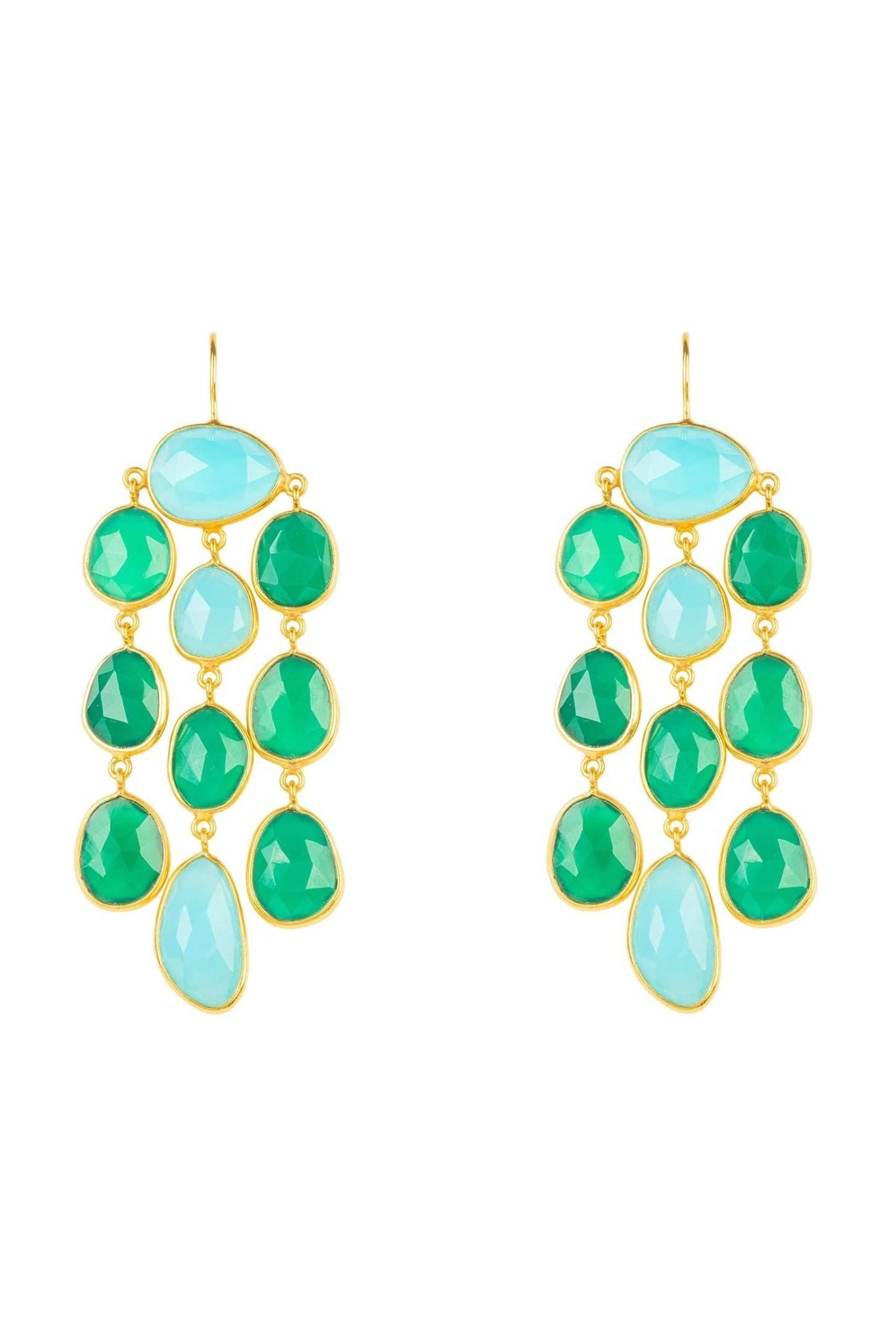Splash Gemstone Earring Gold Green Onyx - LATELITA Earrings