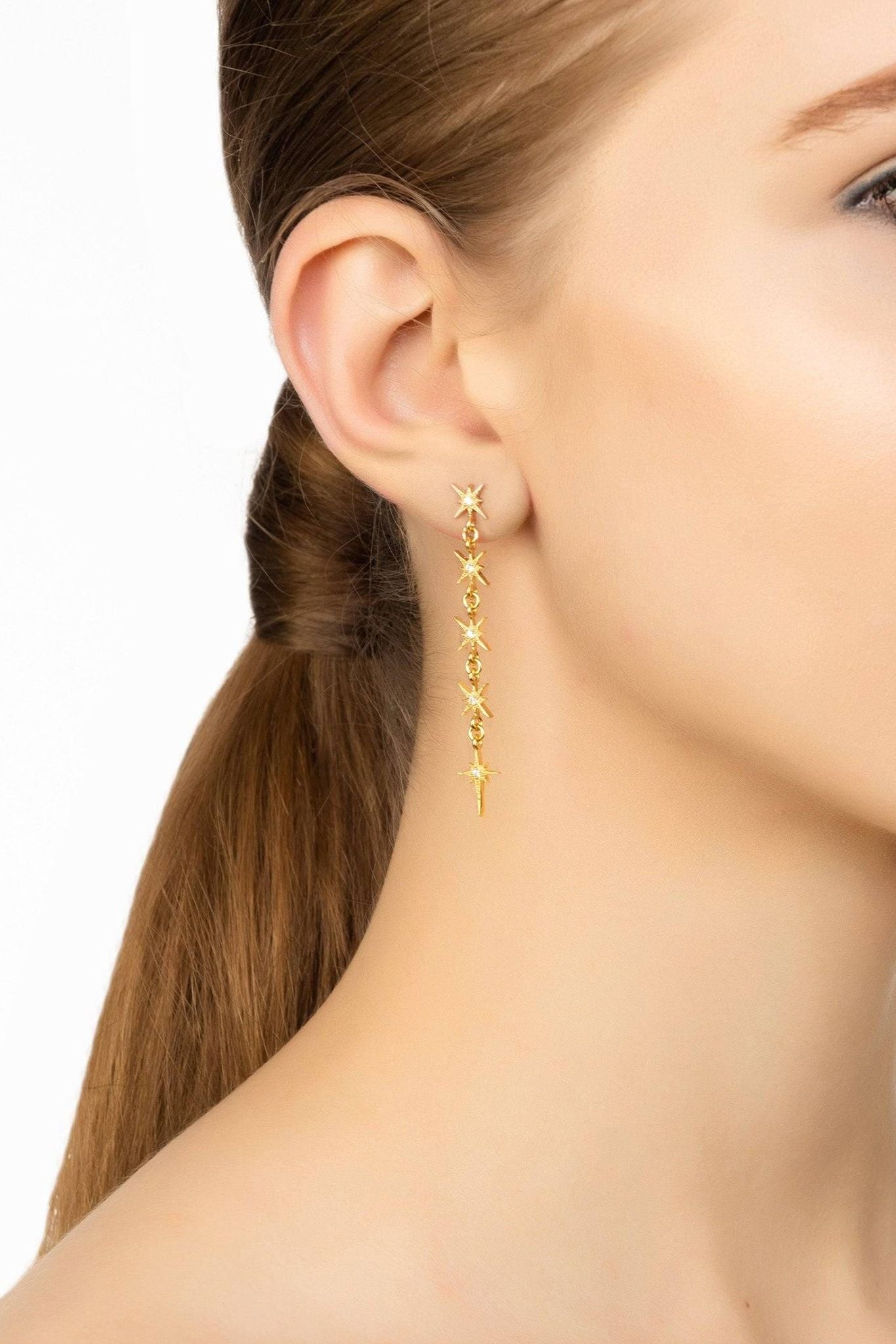 Star Burst 5 Drops Earrings Gold - LATELITA Earrings