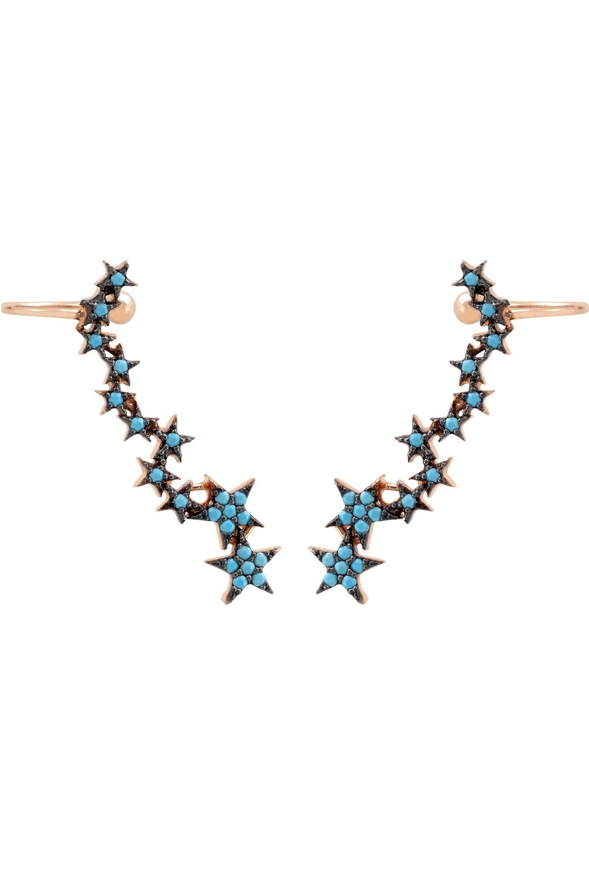 Star Cluster Turquoise Ear Climbers Rosegold - LATELITA Earrings