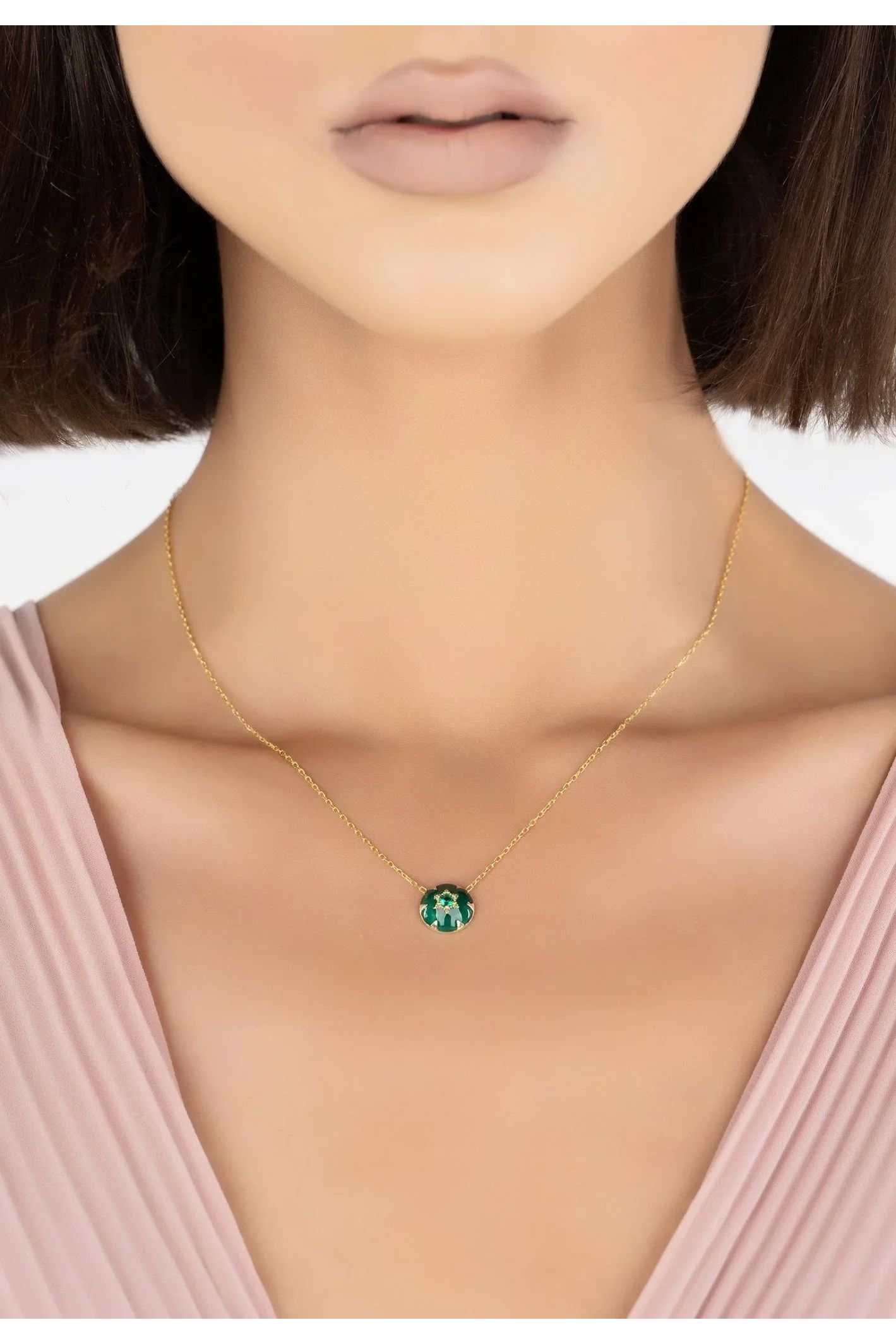 Star Of David Green Enamel Necklace Gold - LATELITA Necklaces