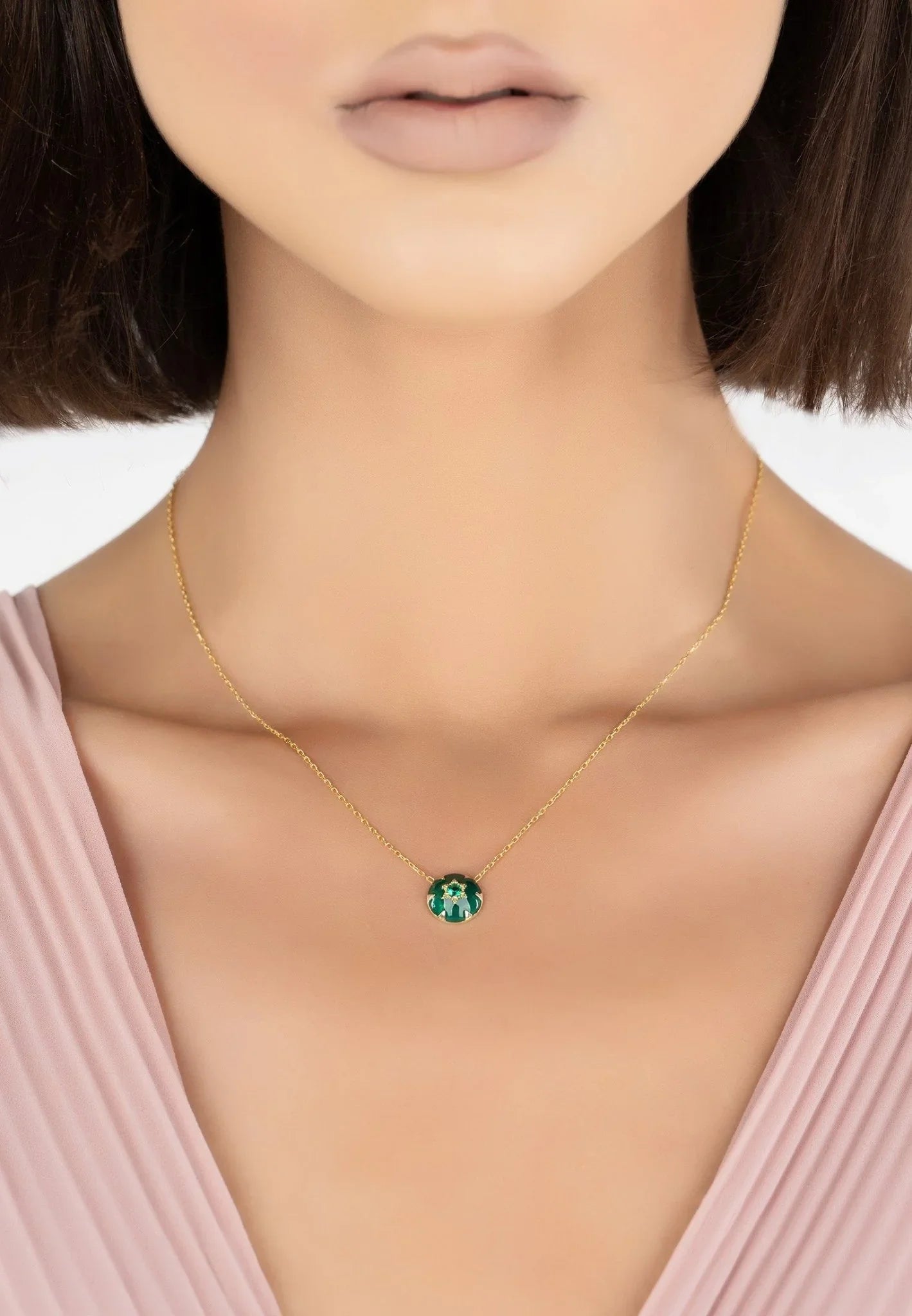 Star Of David Green Enamel Necklace Gold - LATELITA Necklaces