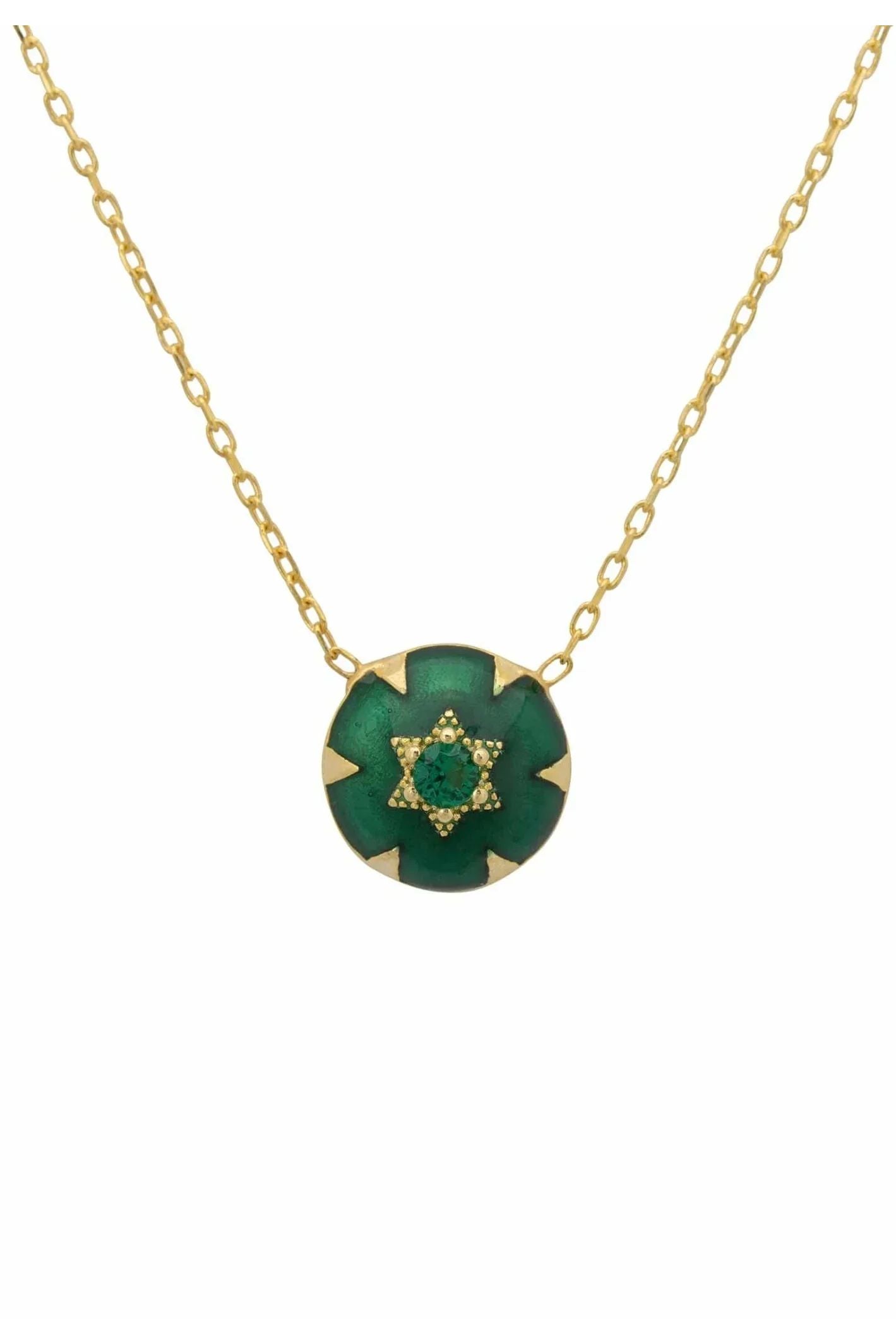Star Of David Green Enamel Necklace Gold - LATELITA Necklaces