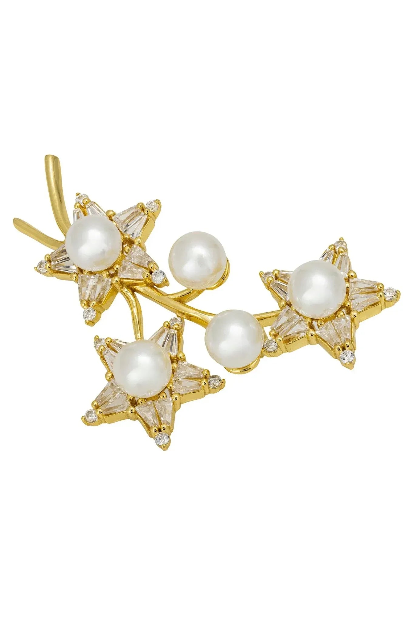 Starry Night Pearl Brooch Gold - LATELITA Brooches