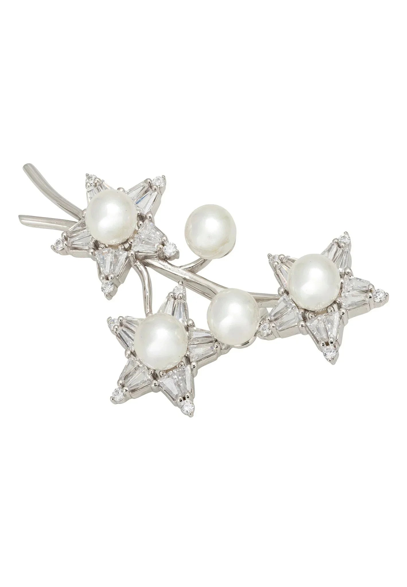 Starry Night Pearl Brooch Silver - LATELITA Brooches