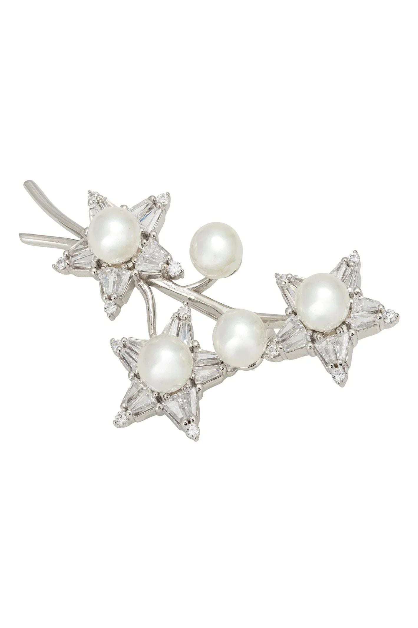 Starry Night Pearl Brooch Silver - LATELITA Brooches