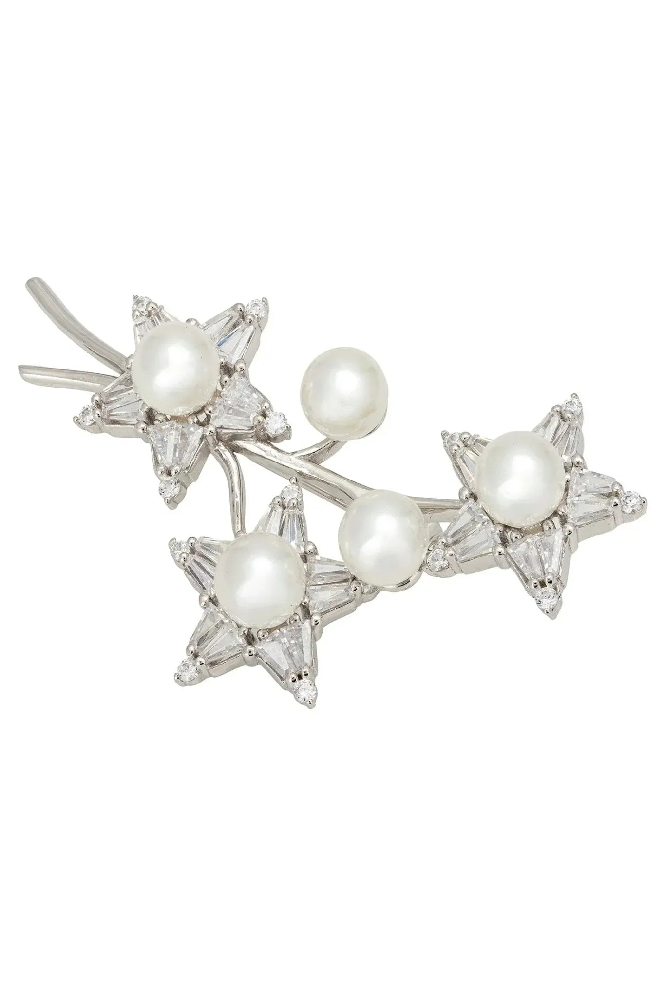 Starry Night Pearl Brooch Silver - LATELITA Brooches