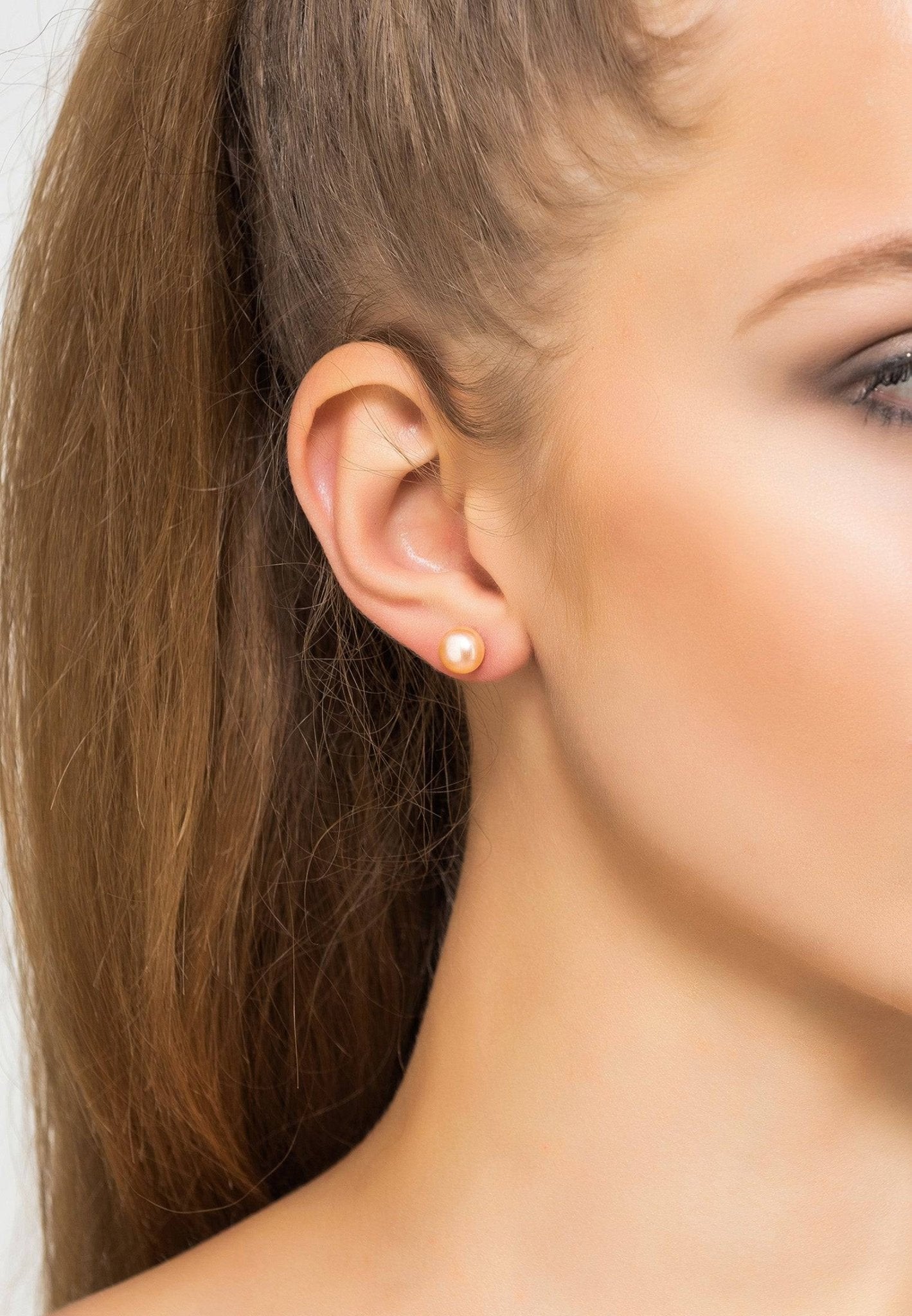 Sterling Silver 8Mm Earring Natural Pink Pearl - LATELITA Earrings