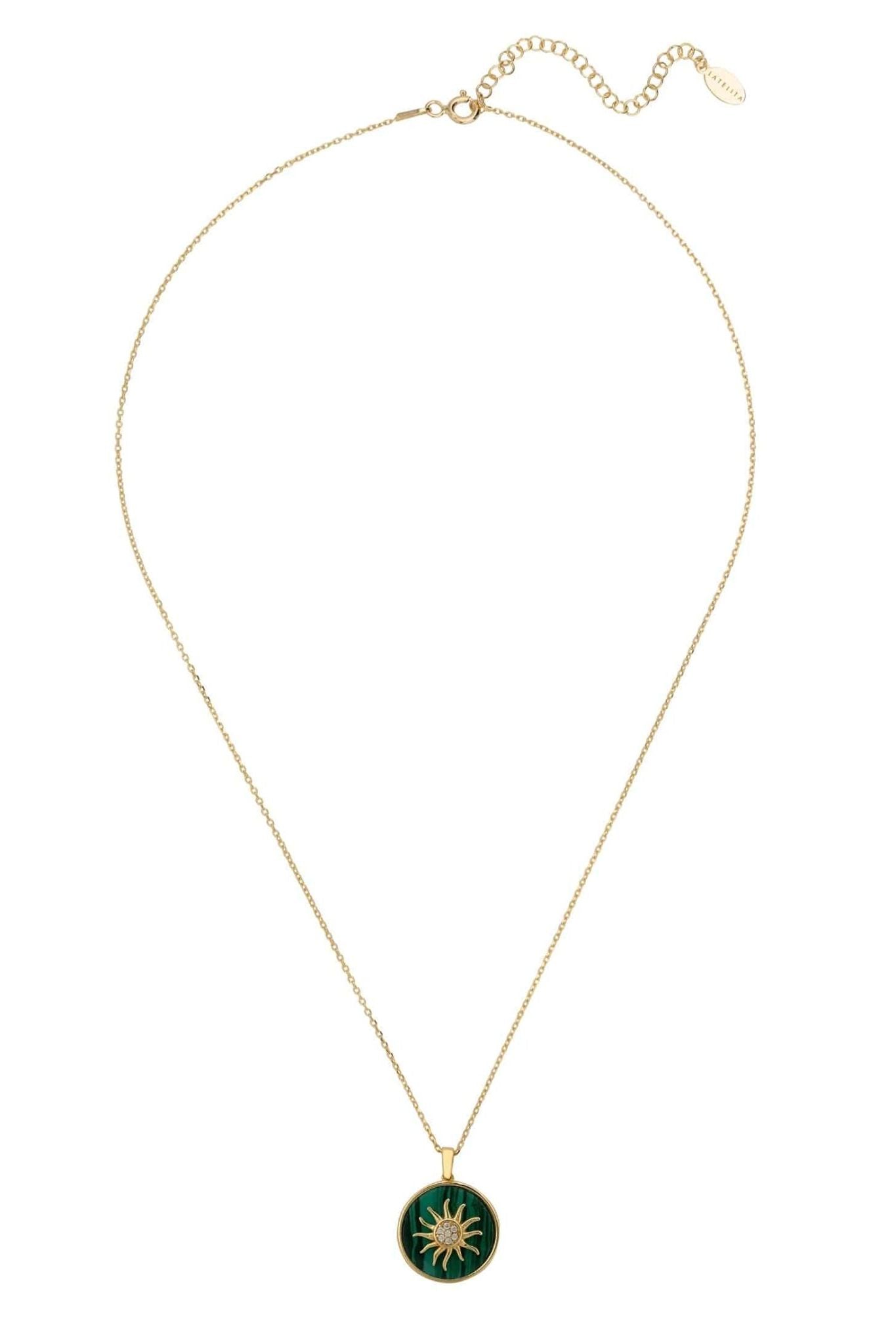 Sunburst Round Malachite Necklace Gold - LATELITA Necklaces