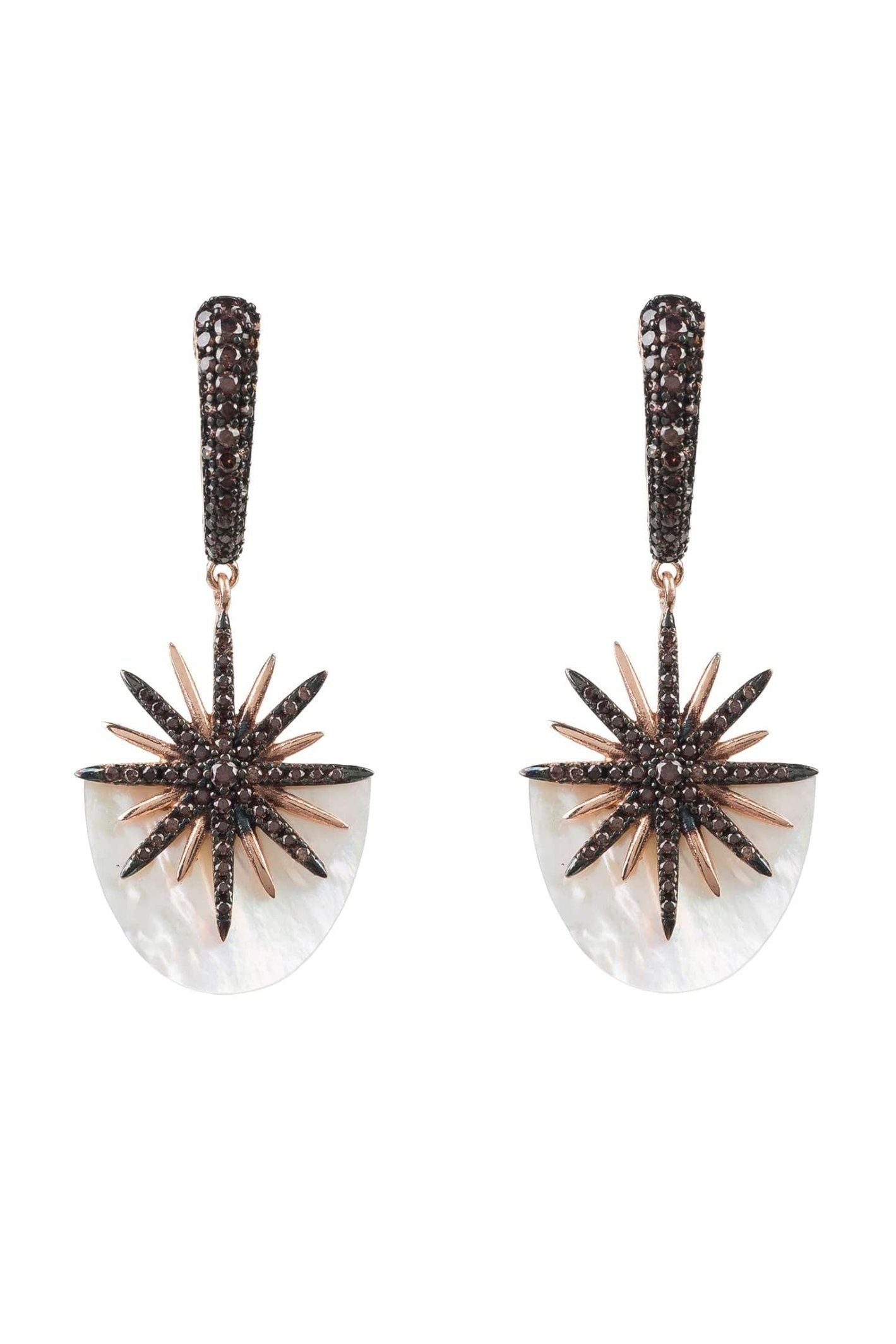 Sunburst White Mother Of Pearl Earrings Rosegold - LATELITA Earrings
