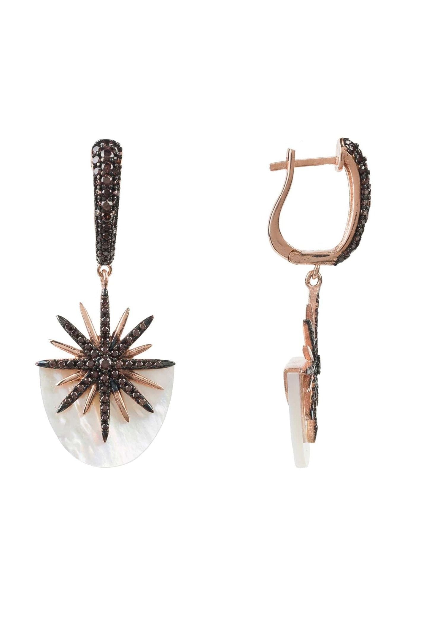 Sunburst White Mother Of Pearl Earrings Rosegold - LATELITA Earrings