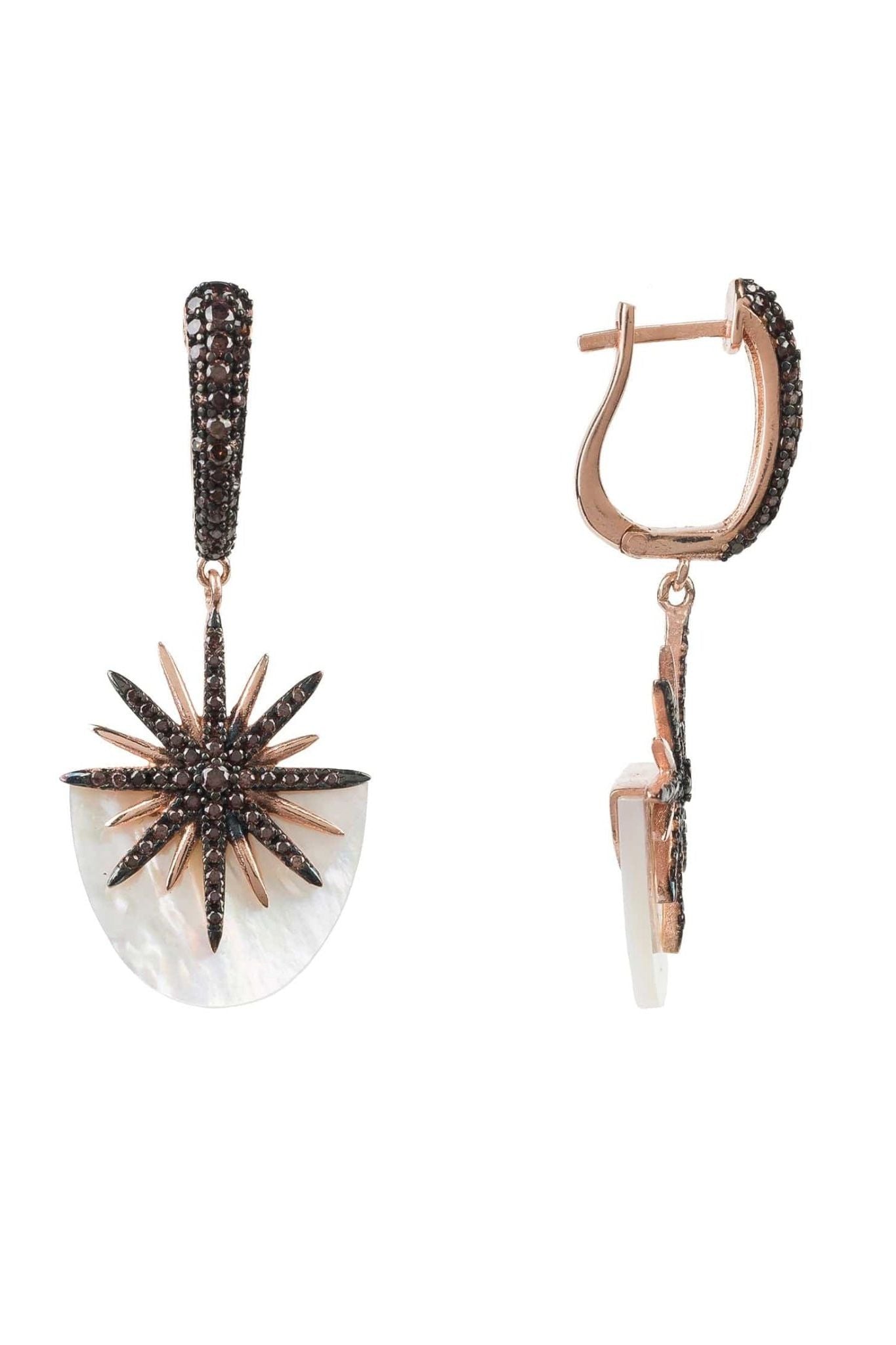 Sunburst White Mother Of Pearl Earrings Rosegold - LATELITA Earrings