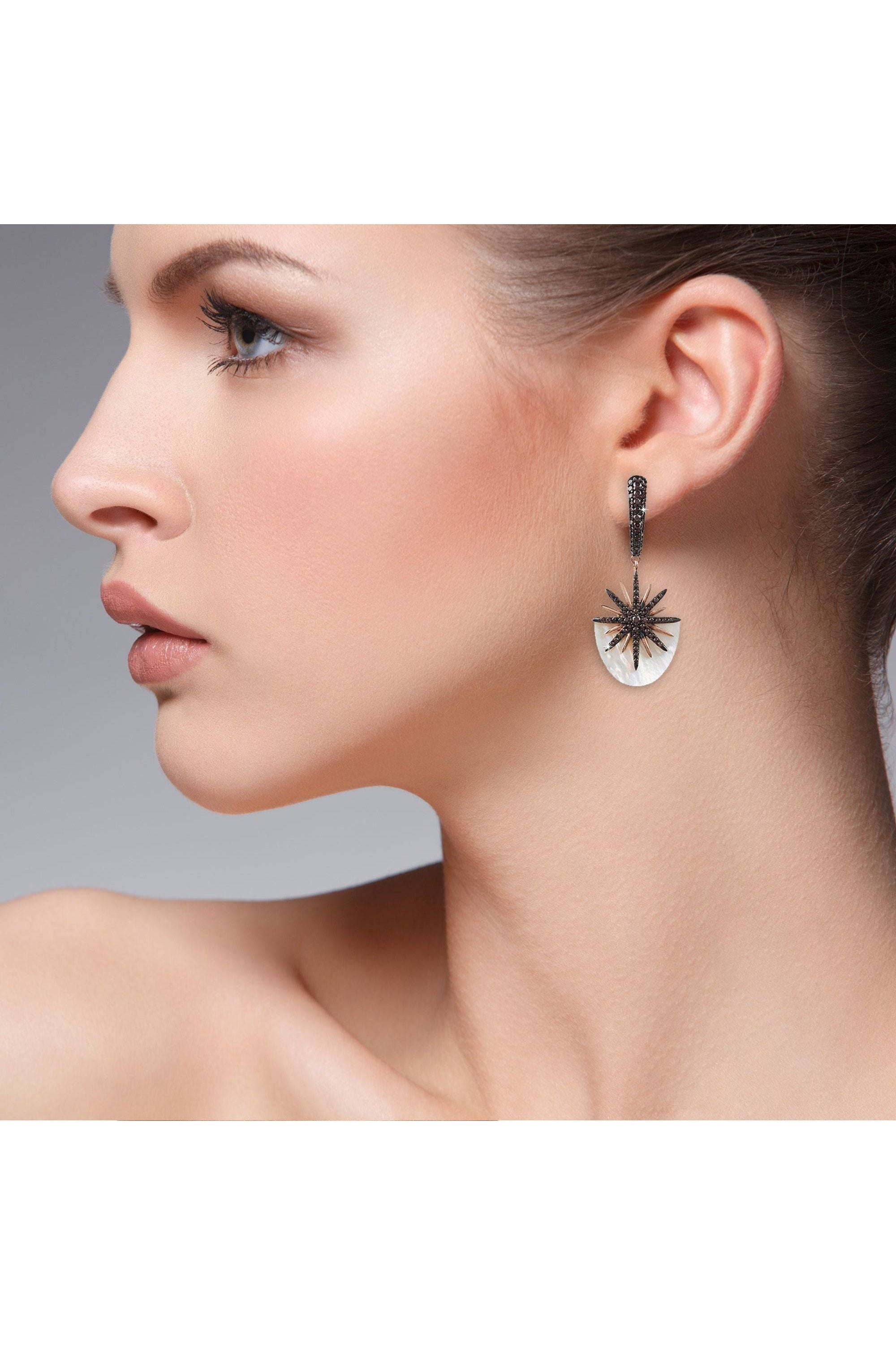 Sunburst White Mother Of Pearl Earrings Rosegold - LATELITA Earrings