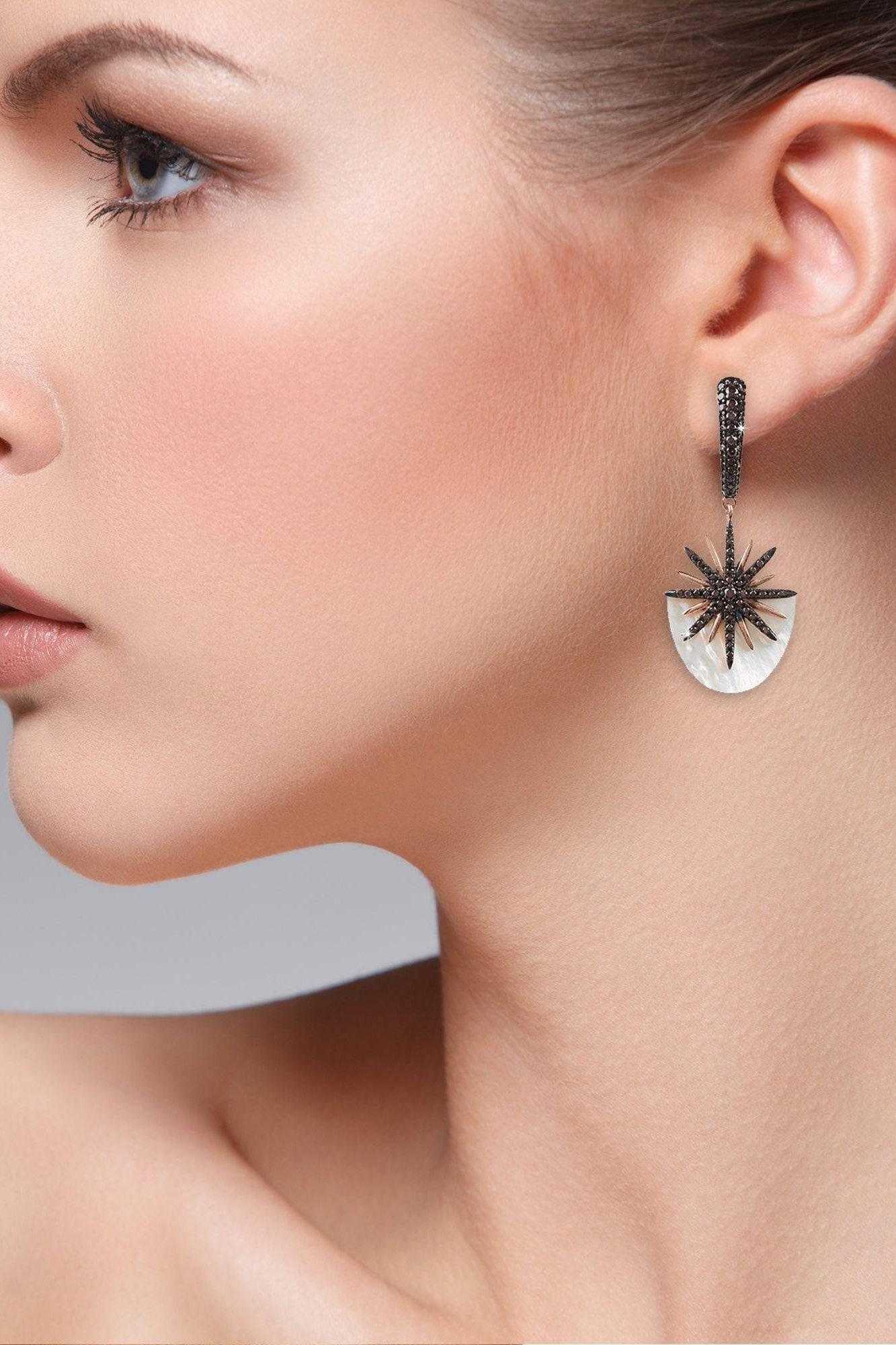 Sunburst White Mother Of Pearl Earrings Rosegold - LATELITA Earrings