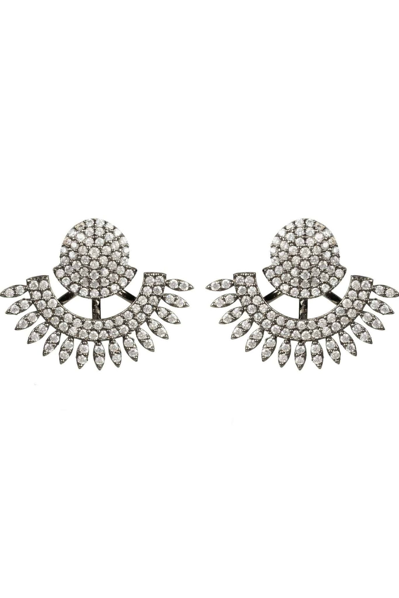 Tribal Ear Jacket & Earrings Oxidised - LATELITA Earrings